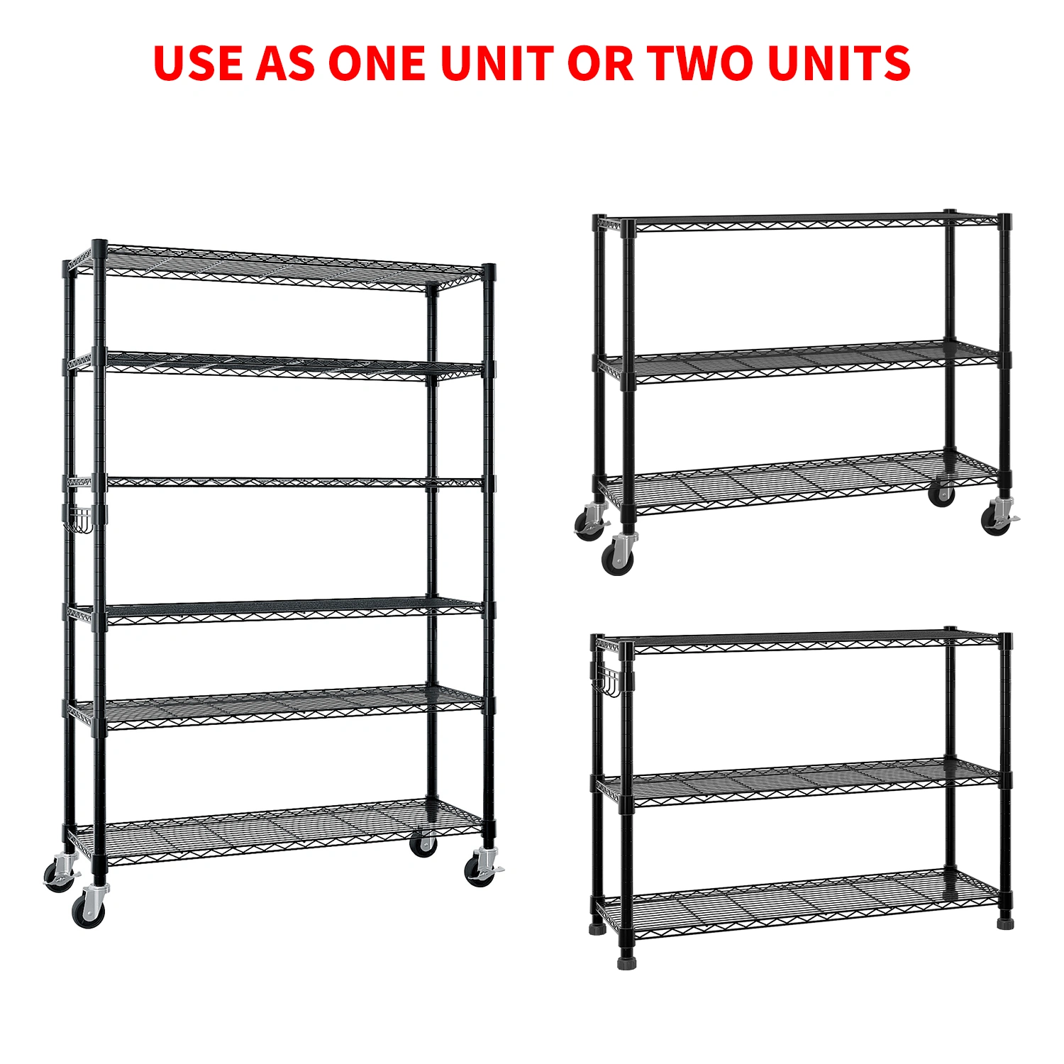 6-Tier disassembly and free assembly NSF-Certified Steel Wire Shelving with Wheels view 17