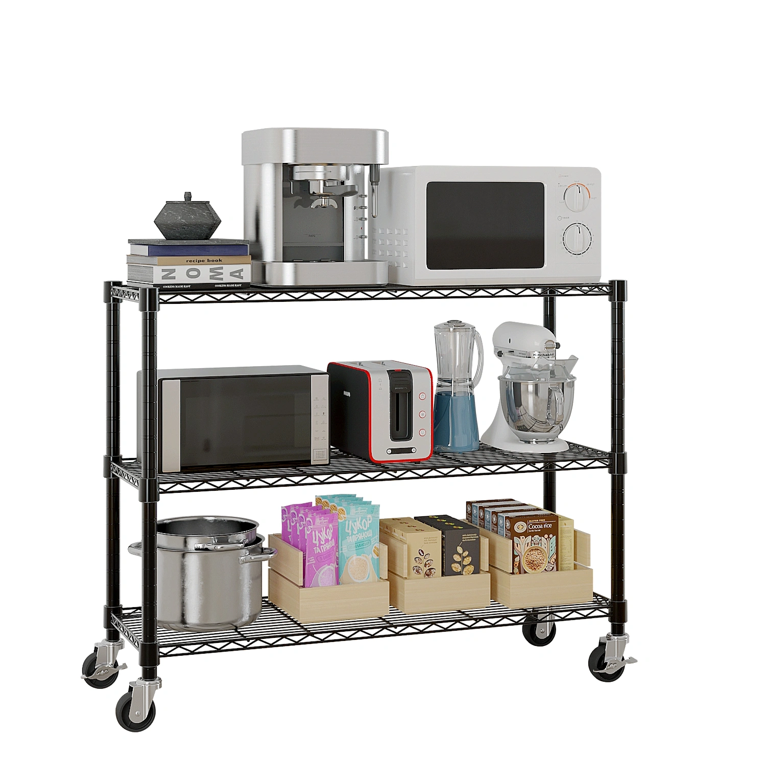 6-Tier disassembly and free assembly NSF-Certified Steel Wire Shelving with Wheels view 8