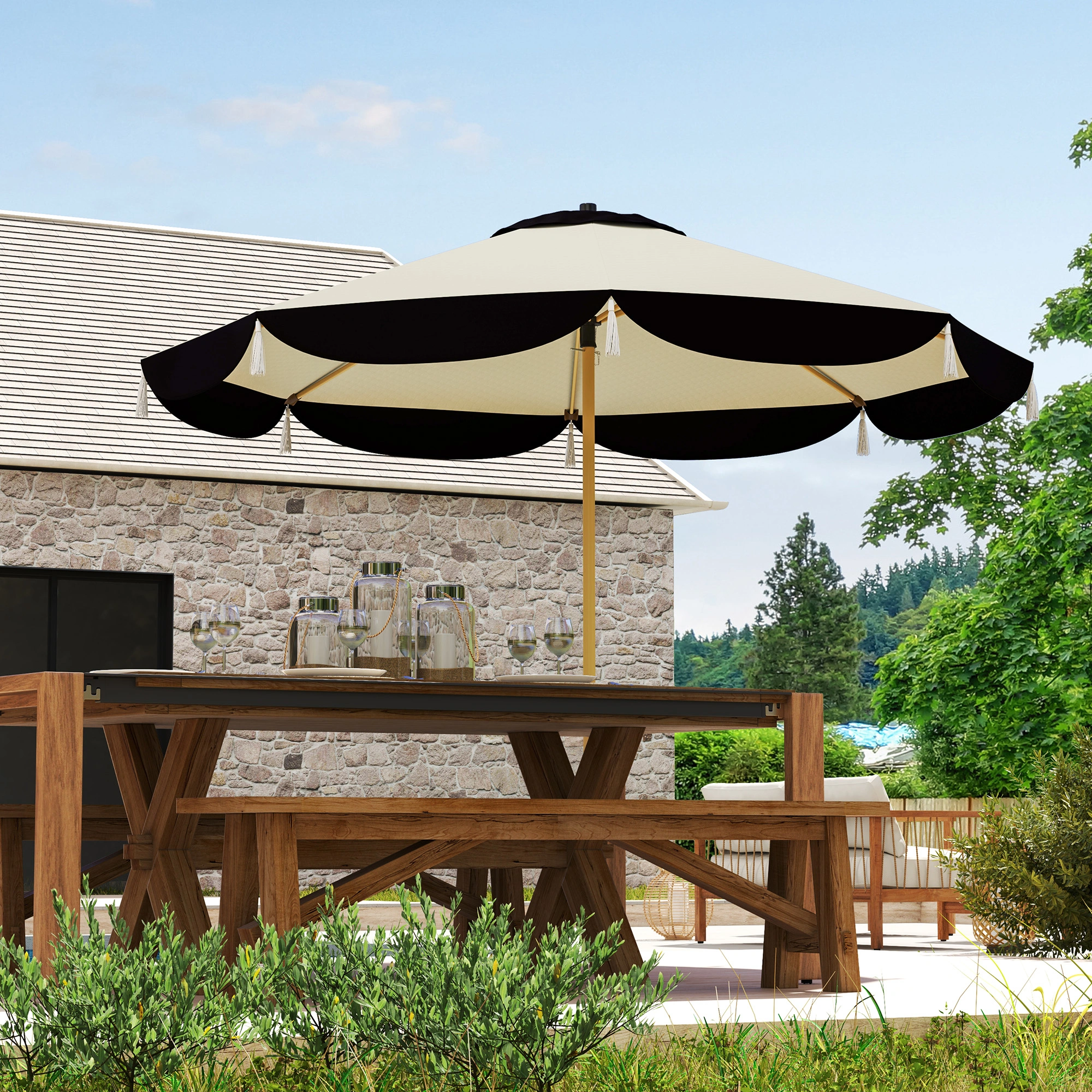 Outdoor Patio Umbrella 9FT Tilt Market Umbrella for Garden Deck