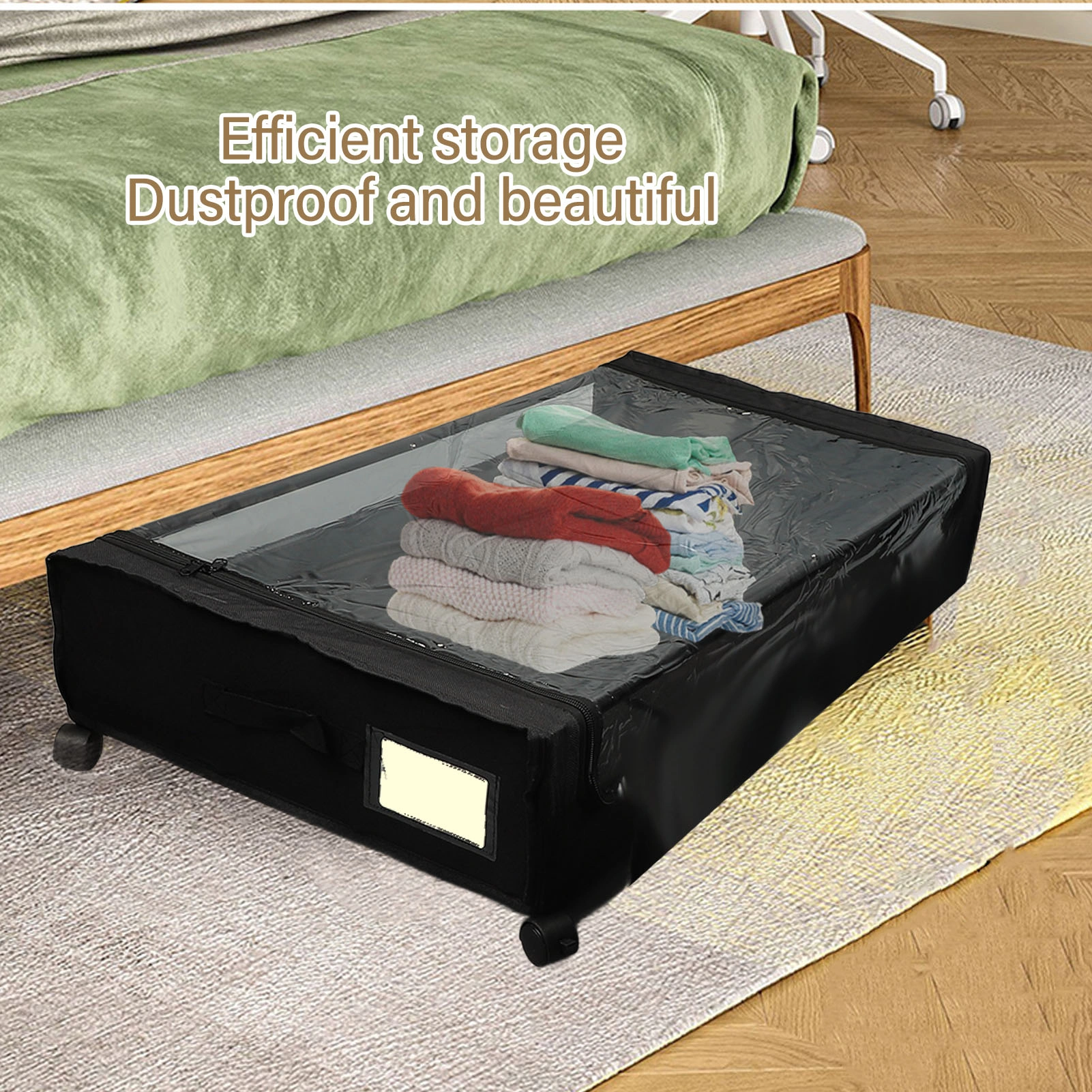Large Capacity Under Bed Storage Bins with Wheels, Dust-Proof Rolling Organizers for Bedroom Closets - Easy Assembly
