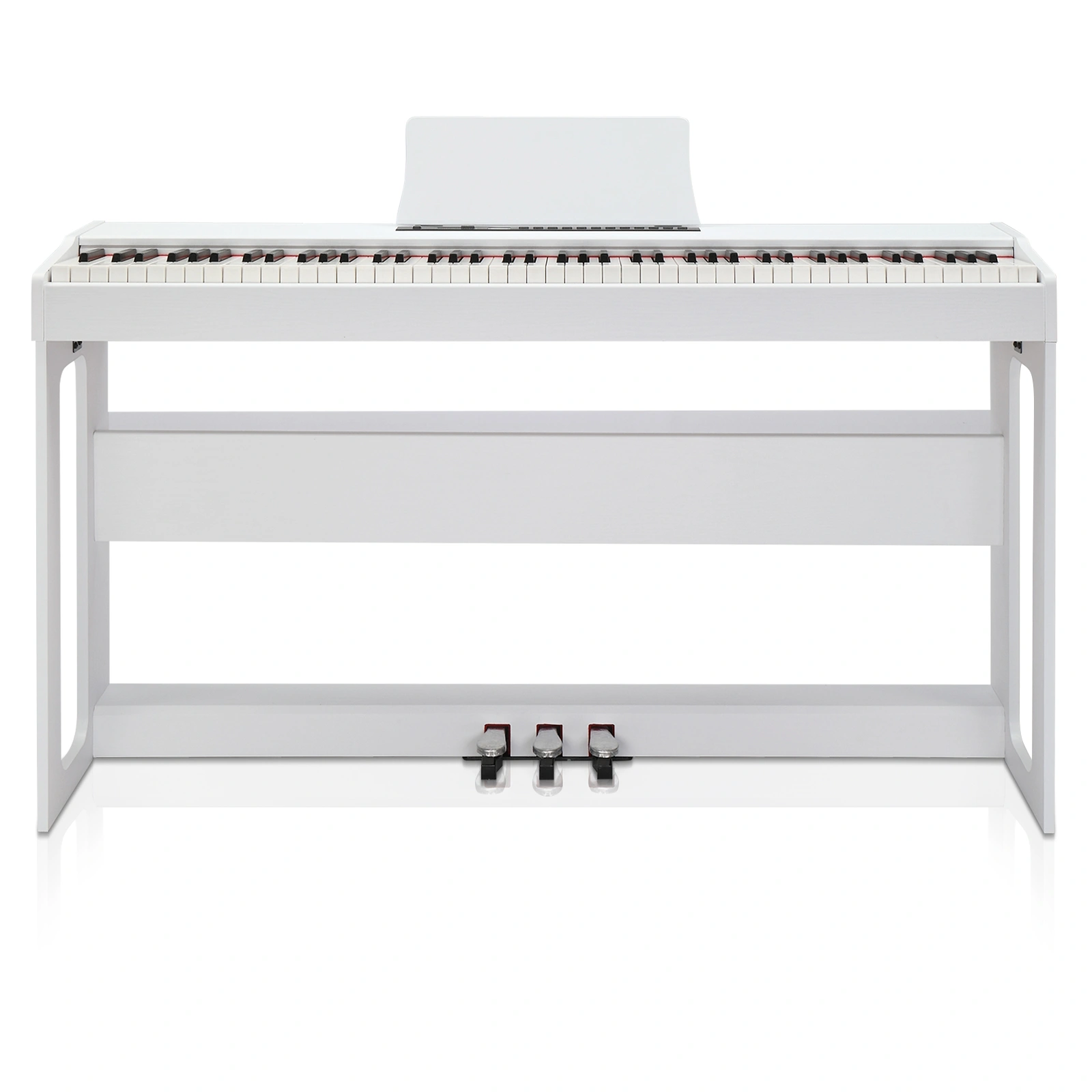 Glarry GDP-104 88 Key Digital Piano Full Weighted Keys with Furniture Stand, Power Adapter, Triple Pedals, Headphones, White
