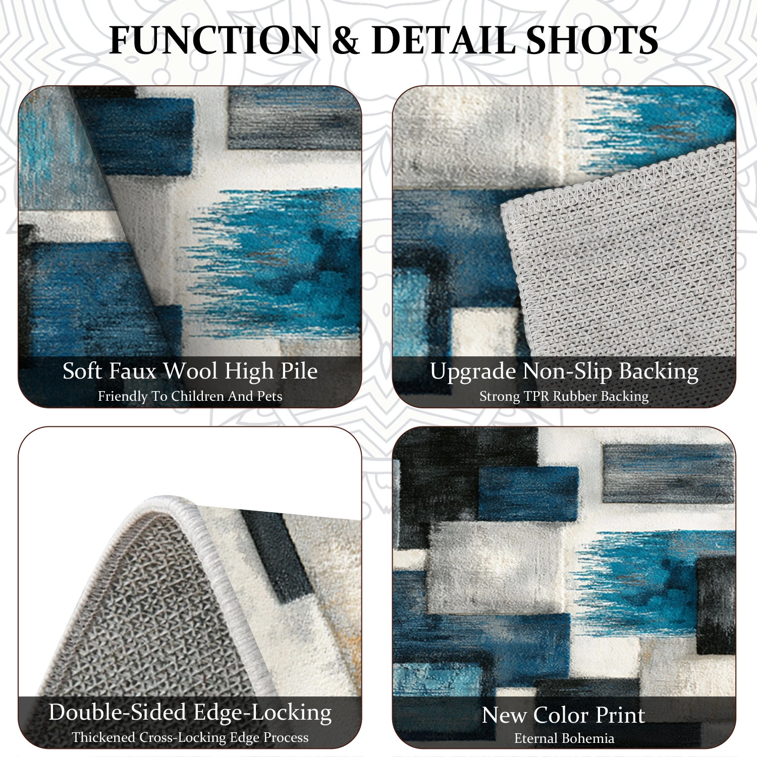 Three-piece kitchen rug set, non-slip and washable, abstract pattern kitchen hallway rug, soft and comfortable, suitable for sinks, floors, entrances, hallways and bathrooms. view 6