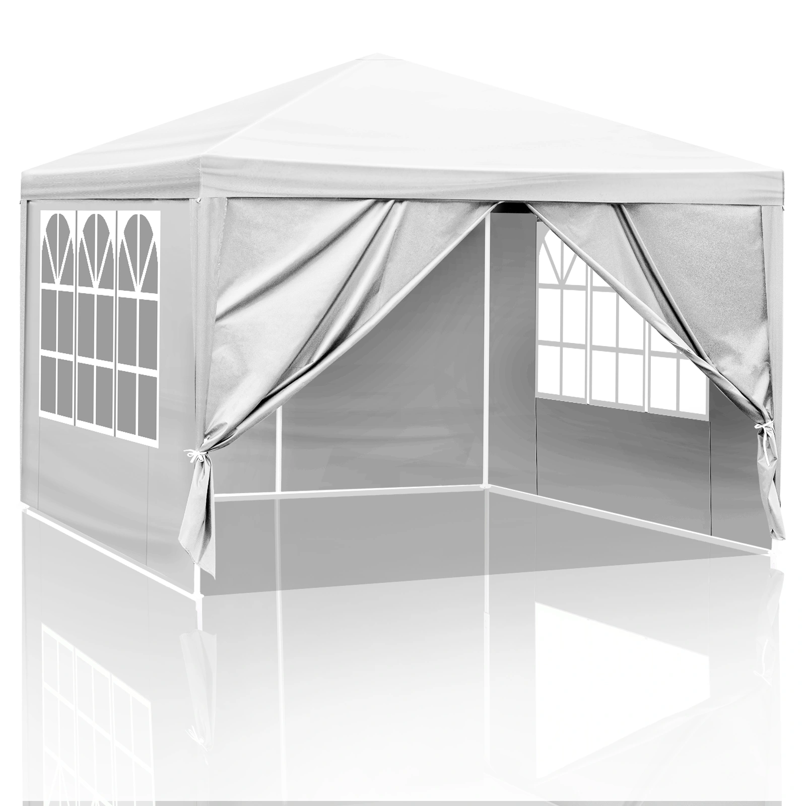 3x3m Portable Waterproof Tent Four Sides Outdoor Camping Home Use with Spiral Tubes Frame White view 4