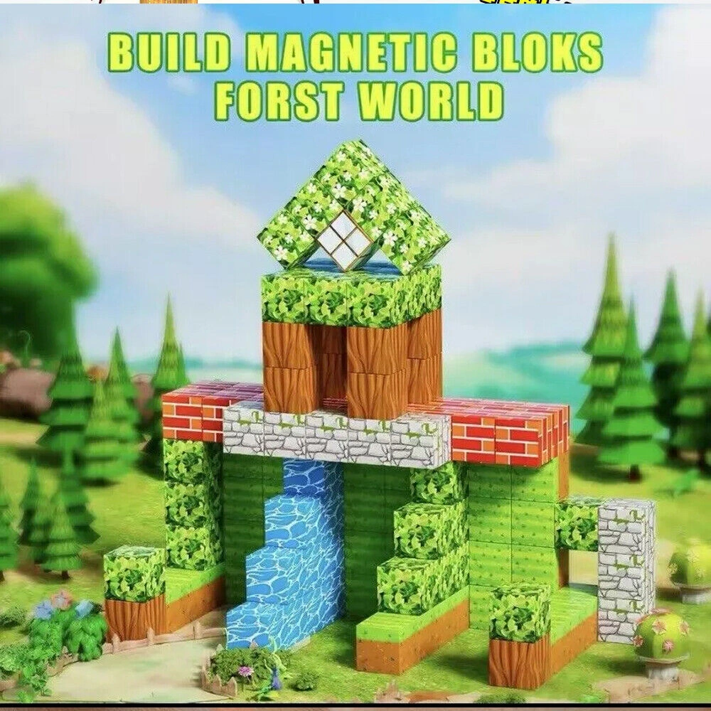 100Pcs Minecraft Magnetic Building Blocks Set STEM Educational Toy for Kids Creative Gift view 3