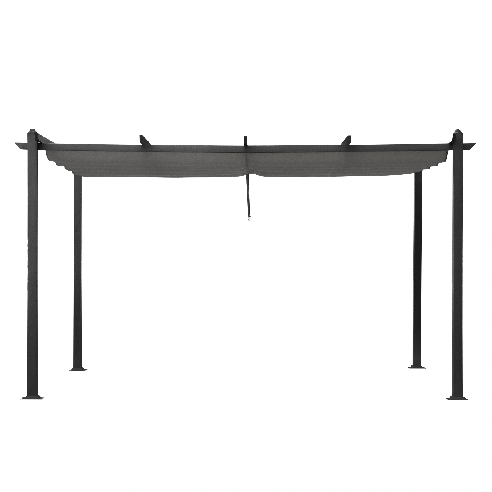 143.1" x 101.4" Retractable Canopy Metal Pergola, Heavy Duty Powder Coated Iron Frame Patio Pergola with Adjustable PA Coated Oxford Fabric Shade Canopy for Backyard Garden Lawn, Dark Gray view 2
