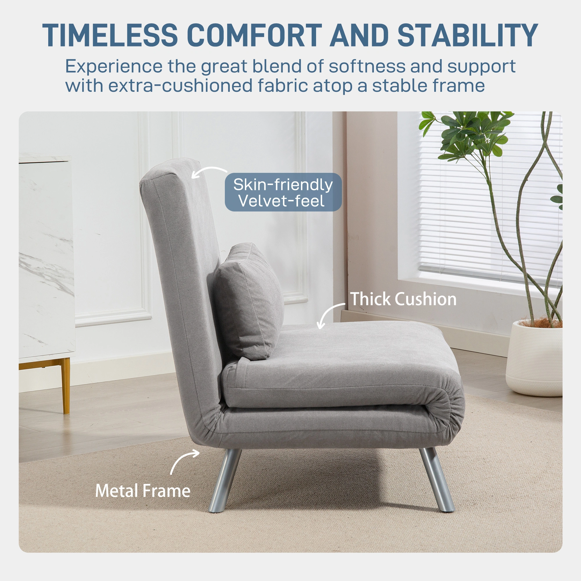 Modern Padded Sofa Chair with Wooden Legs, 1-Seater Accent Chair for Living Room, Bedroom, Small Space view 4