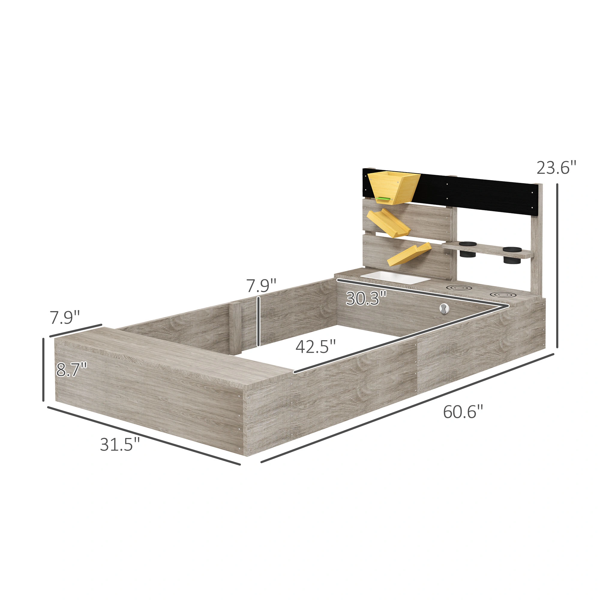 Children's Play Sand Box with Protective Cover - Heavy Duty Kids Sandbox for Outdoor Garden Backyard view 2