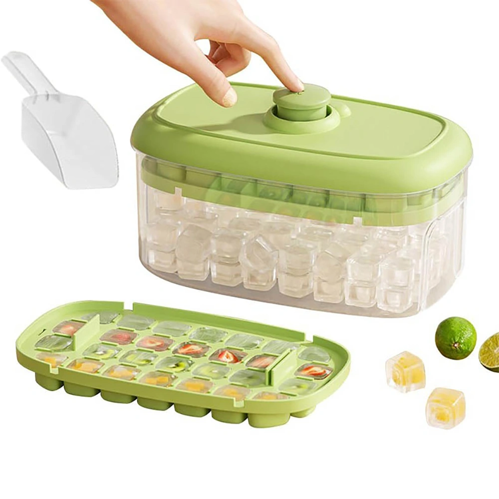 Green Ice Cube Tray with Nonslip Base - Practical Refrigerator Freezer Mold for Cocktails, Whiskey & Drinks