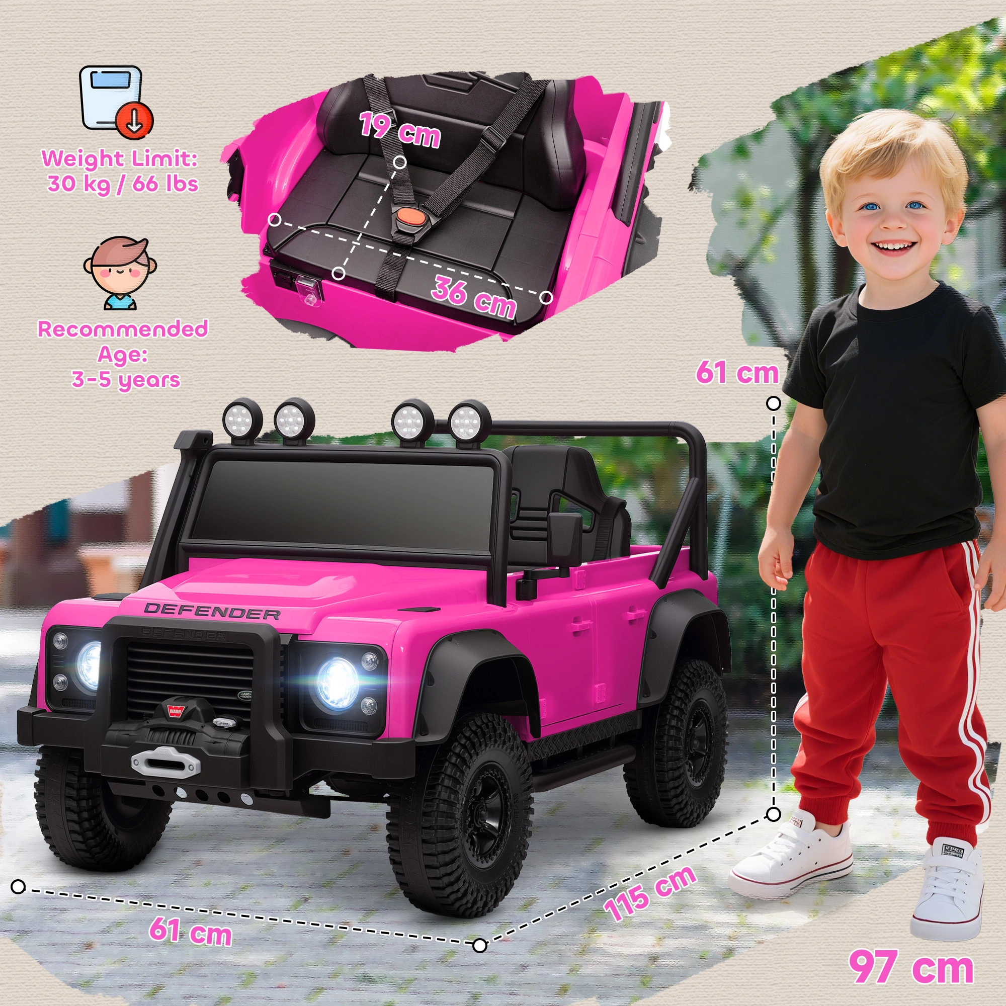Electric Ride On Truck for Kids, 6V Battery Powered Car with Remote Control, Rocking Seat, MP3 Player & LED Lights, Blue view 3