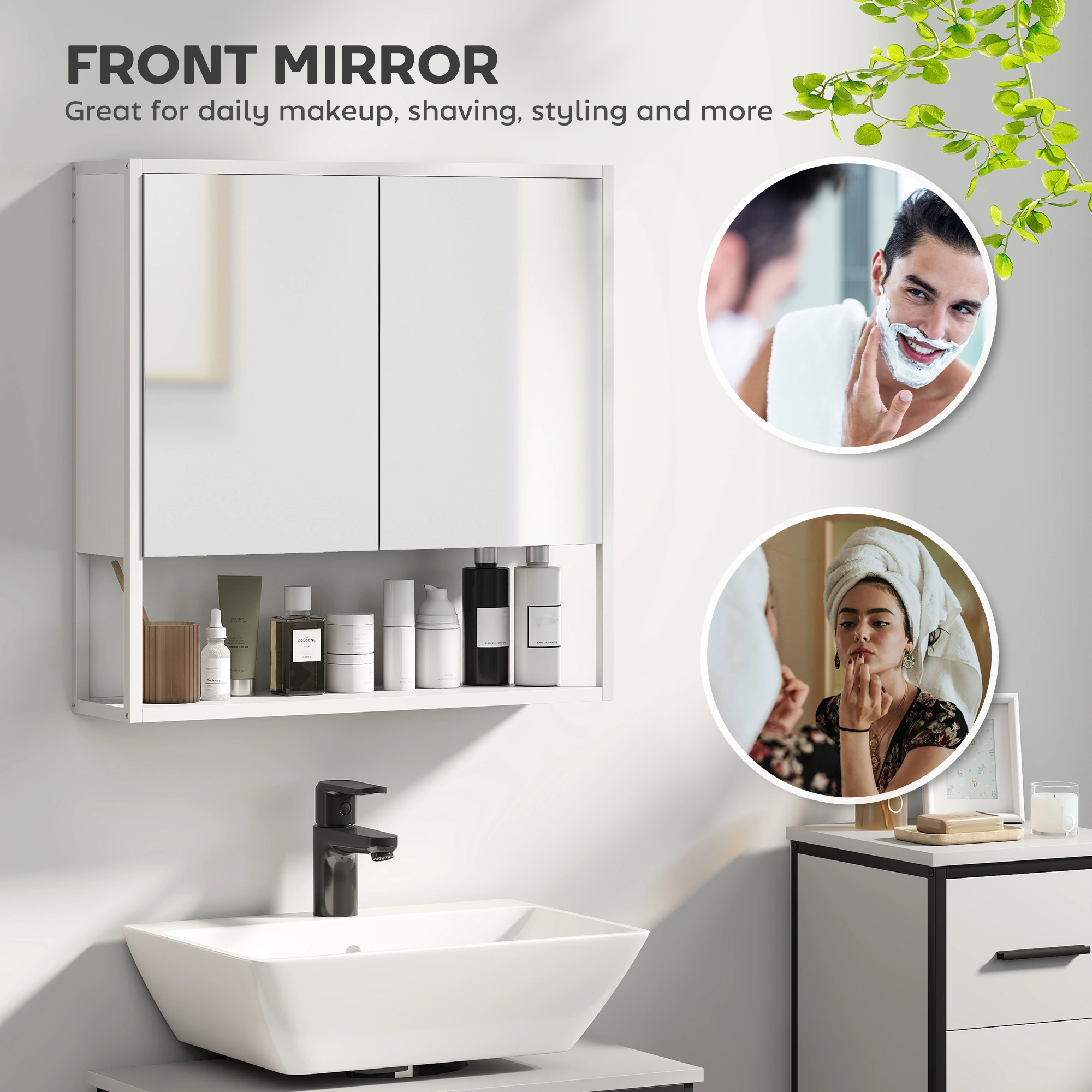 Contemporary Bathroom Cabinet with Mirror, Wall Mounted, Ample Storage Space view 4