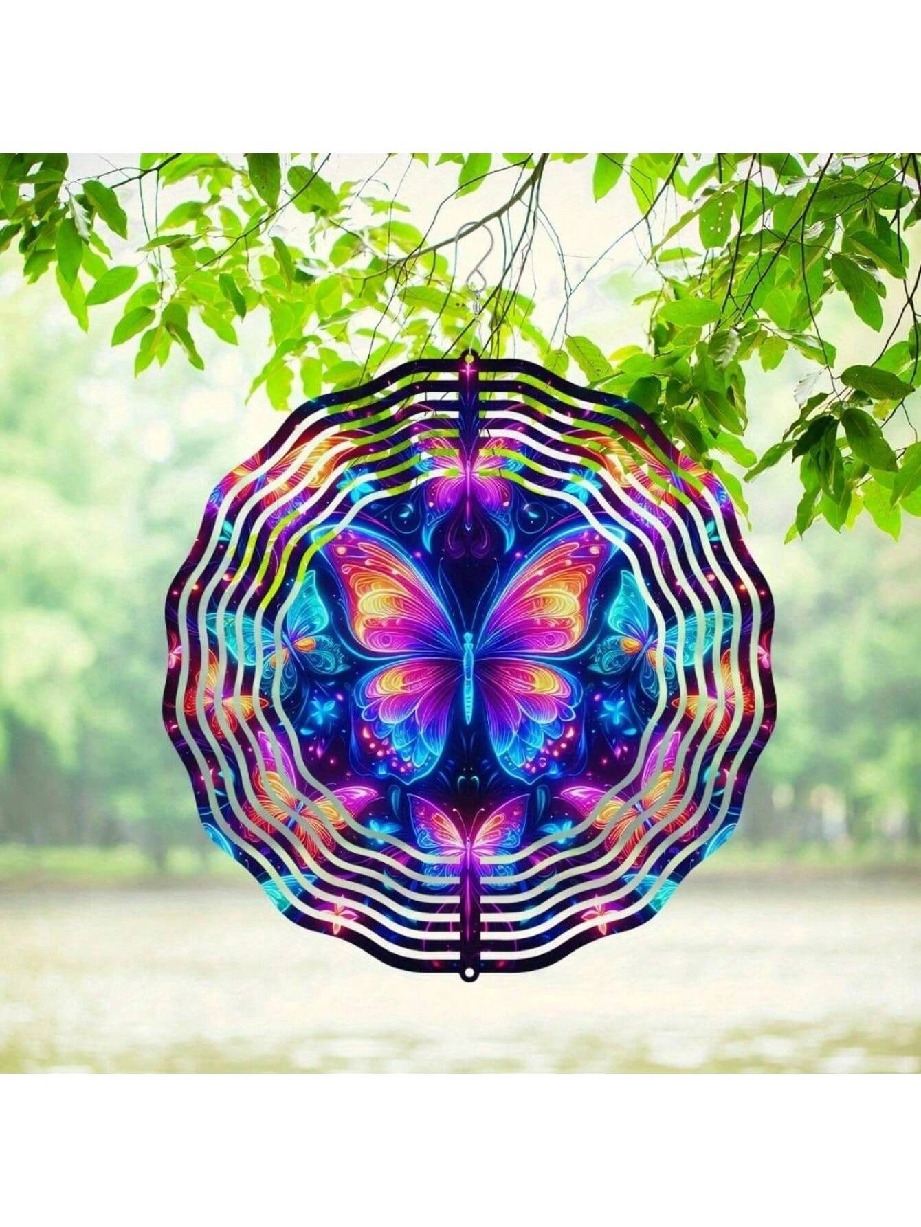 CIFbuy 3D Metal Blue Butterfly Wind Spinner: Yard and Garden Decoration, 25.4cm Kinetic Outdoor Spinner, Spinfinity Wind Sculpture, No Feather, Classic Style(TikTok/temu self-pickup orders) view 10