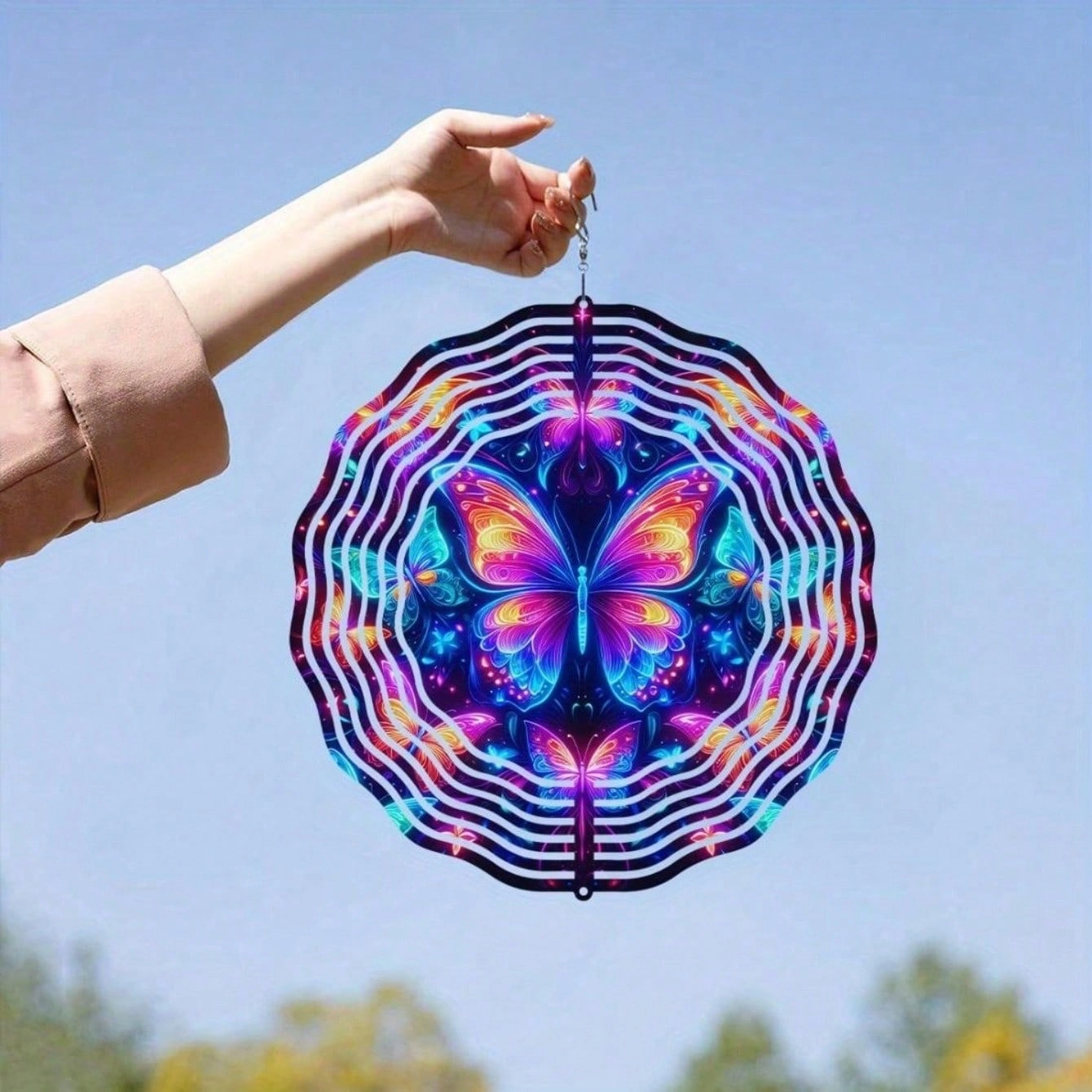 CIFbuy 3D Metal Blue Butterfly Wind Spinner: Yard and Garden Decoration, 25.4cm Kinetic Outdoor Spinner, Spinfinity Wind Sculpture, No Feather, Classic Style(TikTok/temu self-pickup orders) view 11