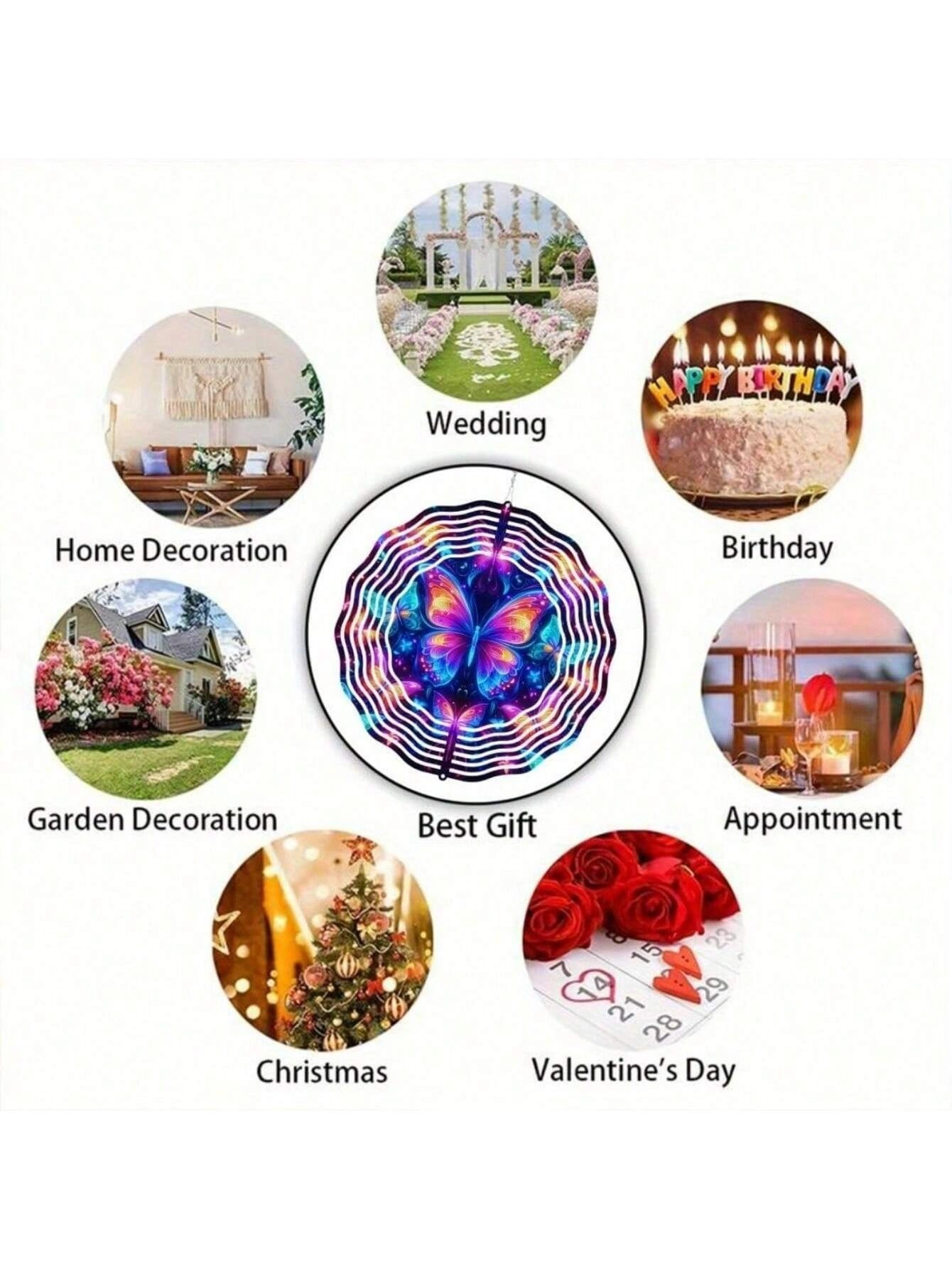 CIFbuy 3D Metal Blue Butterfly Wind Spinner: Yard and Garden Decoration, 25.4cm Kinetic Outdoor Spinner, Spinfinity Wind Sculpture, No Feather, Classic Style(TikTok/temu self-pickup orders) view 4