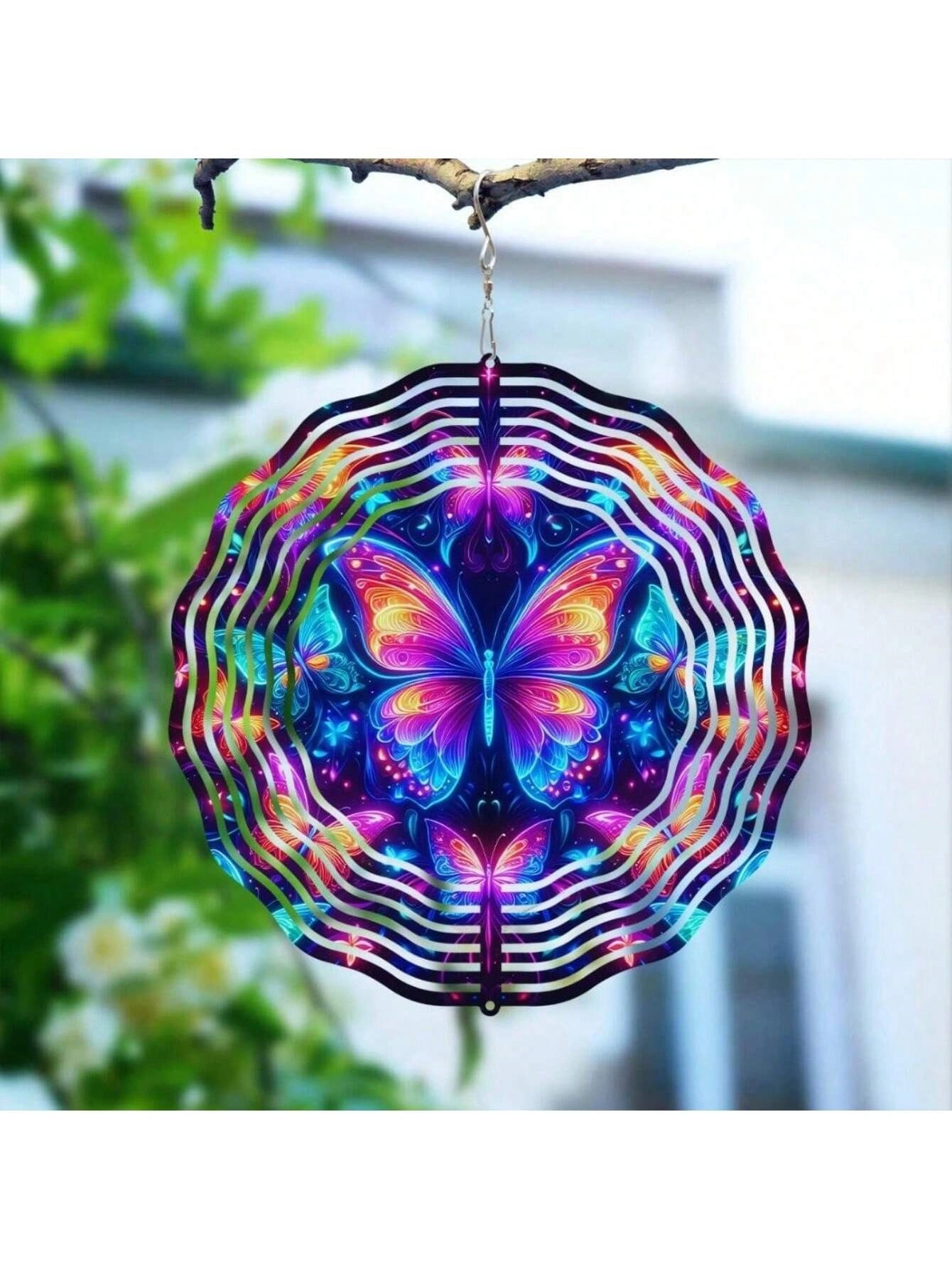CIFbuy 3D Metal Blue Butterfly Wind Spinner: Yard and Garden Decoration, 25.4cm Kinetic Outdoor Spinner, Spinfinity Wind Sculpture, No Feather, Classic Style(TikTok/temu self-pickup orders) view 8