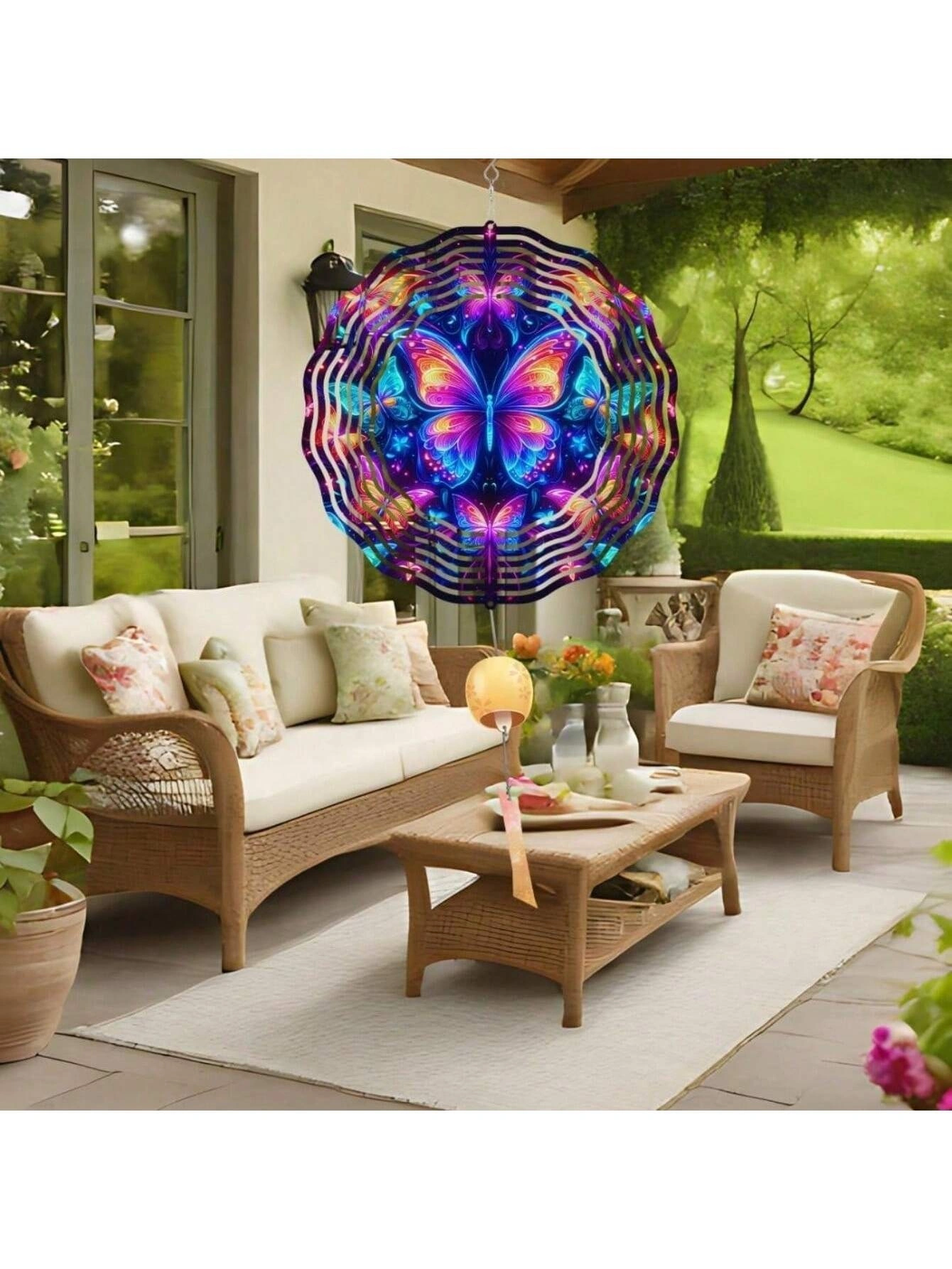 CIFbuy 3D Metal Blue Butterfly Wind Spinner: Yard and Garden Decoration, 25.4cm Kinetic Outdoor Spinner, Spinfinity Wind Sculpture, No Feather, Classic Style(TikTok/temu self-pickup orders) view 9