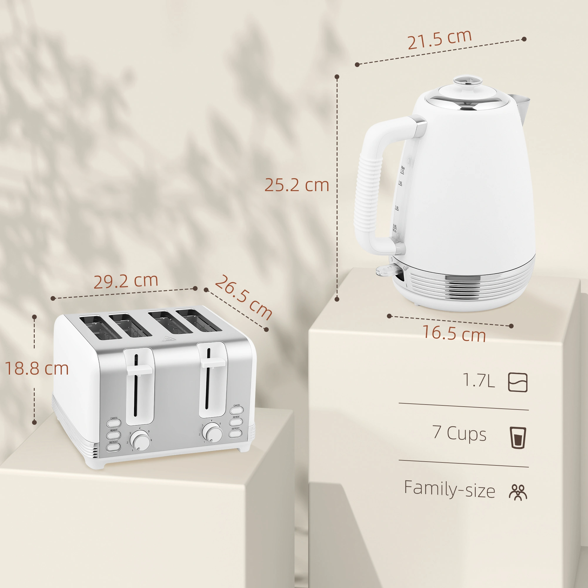Electric Kettle and Toaster Set - Stainless Steel 2-Piece view 2