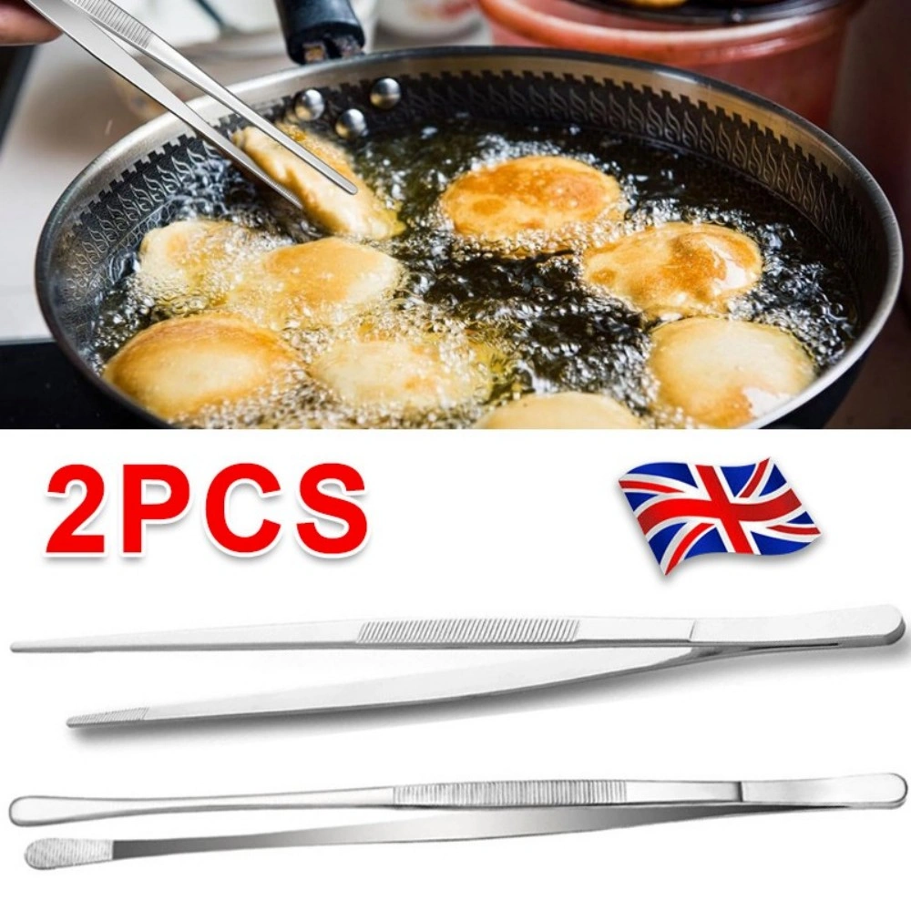 2 Pcs Stainless Steel Kitchen Cooking Tweezers Tongs - 30cm/12 Inch Food Grill Tools