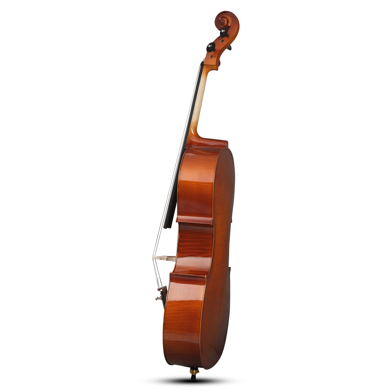 4/4 Full Size Cello Natural Color Spruce Body, Tiger Pattern Top, Complete Set with Bag Bow Rosin Bridge Strings view 2