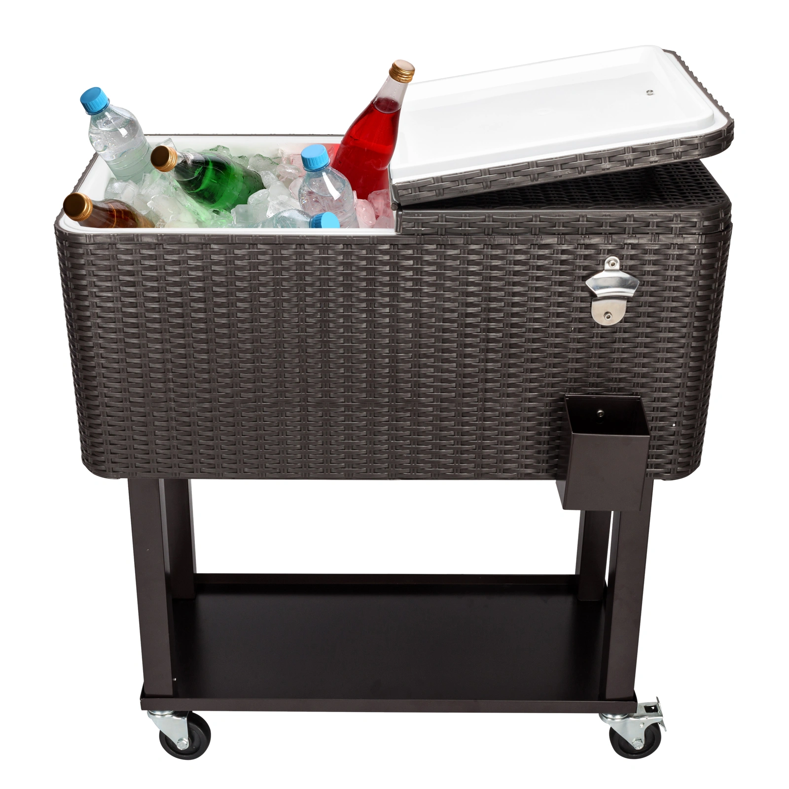 80QT Rattan Square Legs Cooler with Shelf view 30