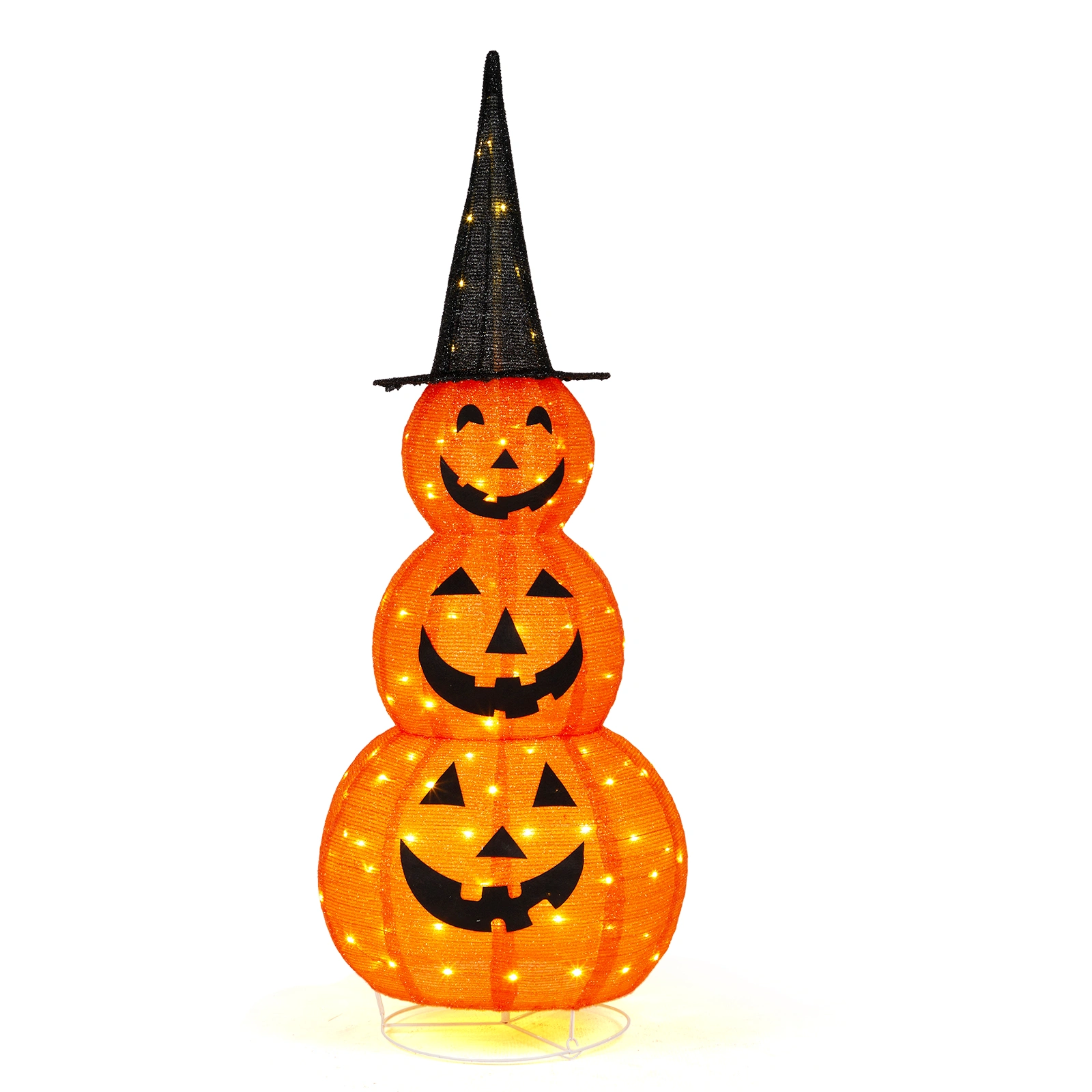 5ft Halloween Pumpkin Decoration, Collapsible Outdoor Pumpkin with 100 LED Lights, Festival Garden Yard Ornament