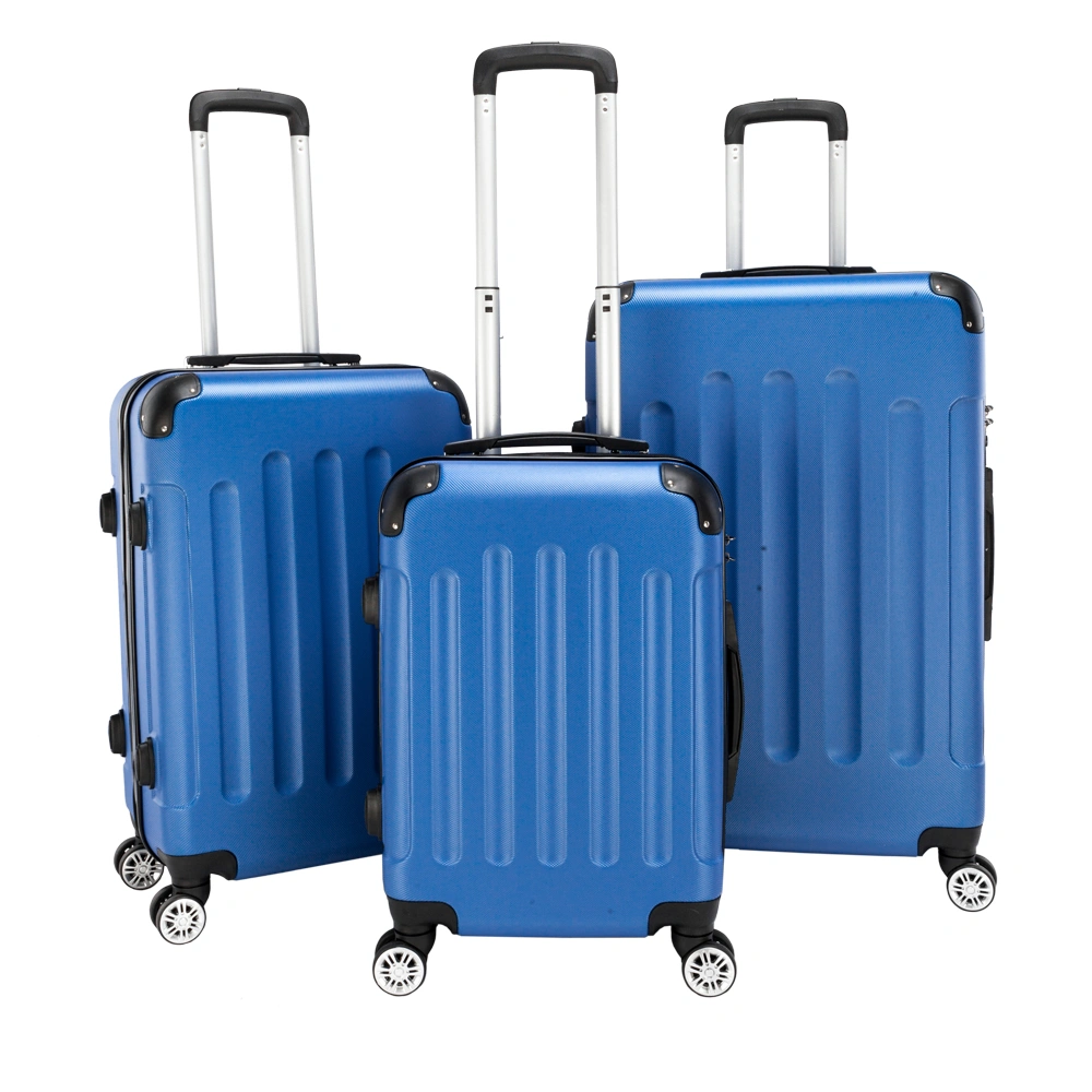 3-in-1 Portable ABS Trolley Luggage Case Set 20"/24"/28" Dark Blue