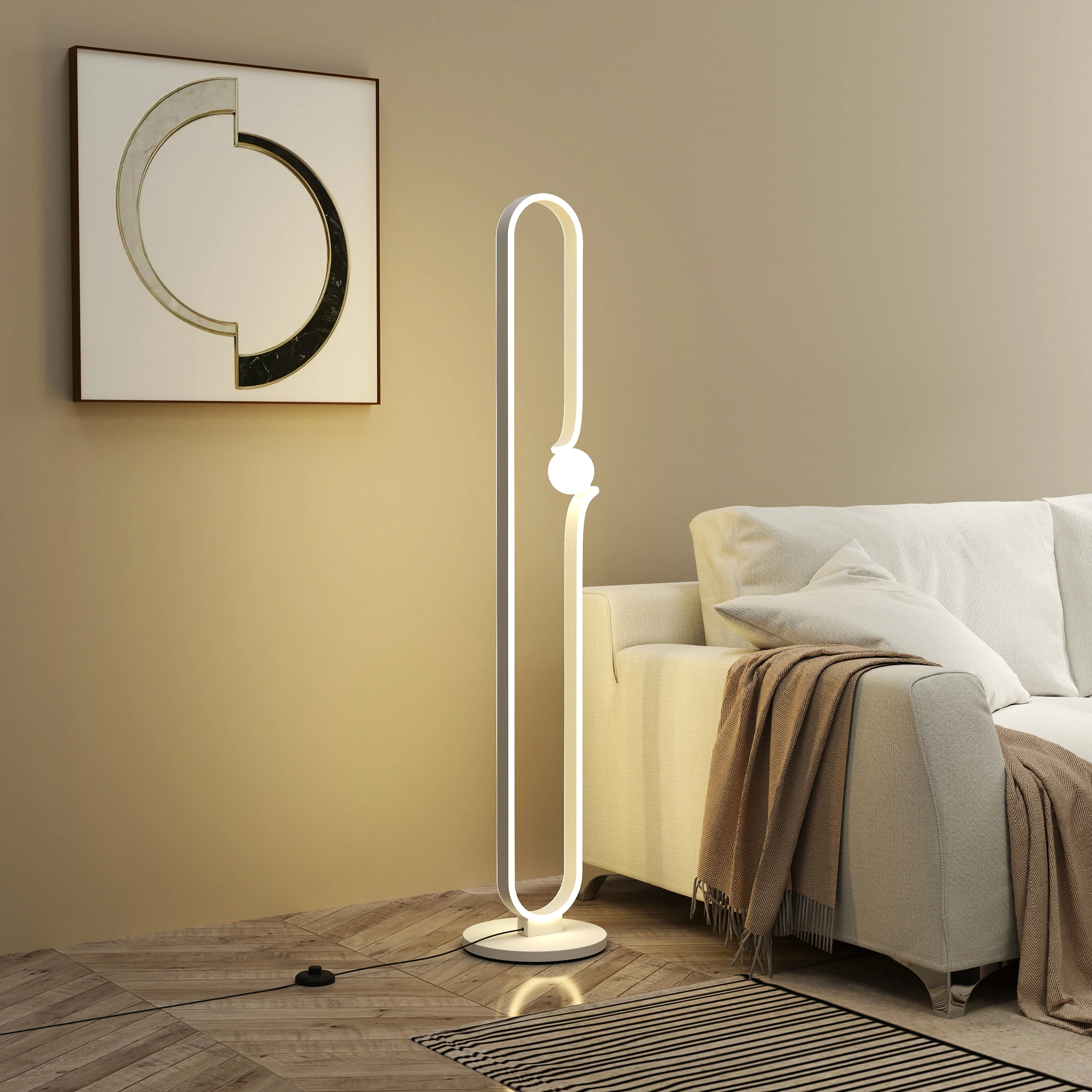 Floor Lamp with Shuffle Remote, 3-Way Brightness Dimmable Standing Lamp, Reading Light for Living Room