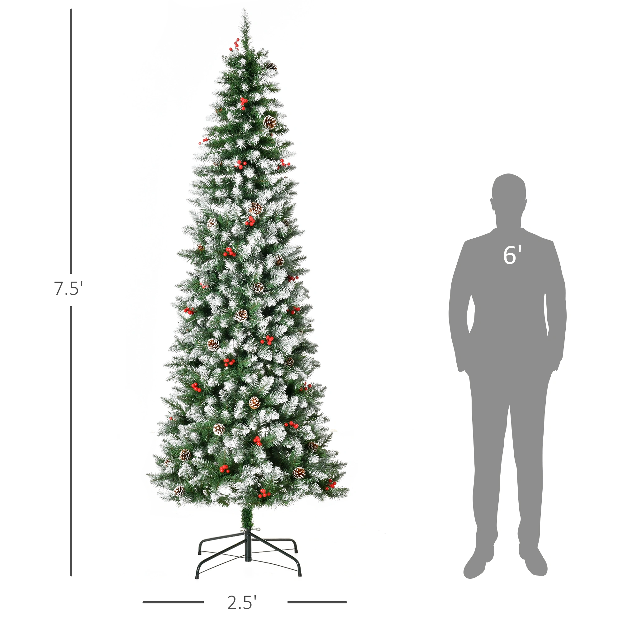 5 FT Christmas Tree with Lights, Full Pre-Lit Artificial Pine Tree for Home Decoration view 2