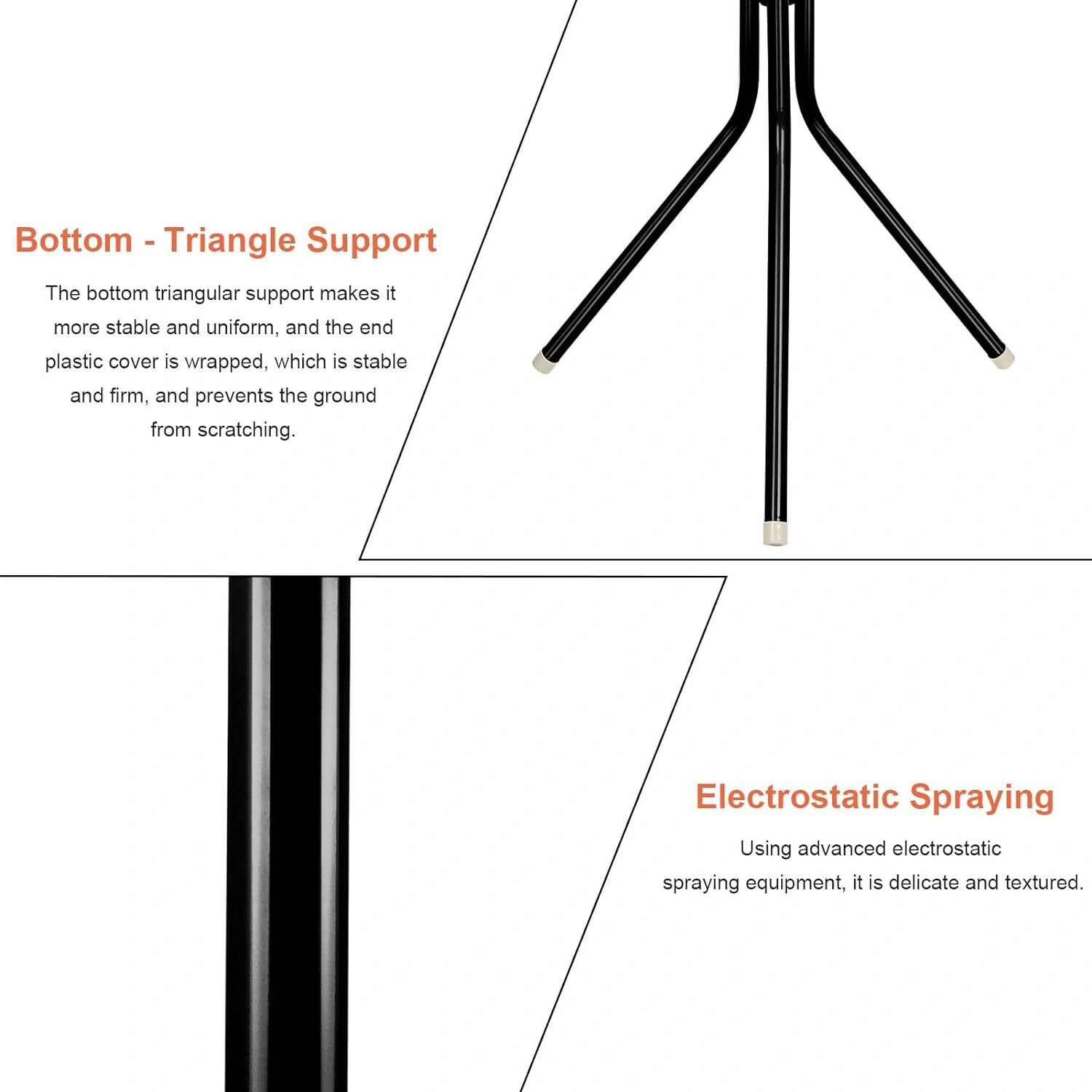 Floor Standing Coat Stand with Hooks - Freestanding Coat/Hat/Jacket/Umbrella Rack Clothes Hanger Hall Tree view 5
