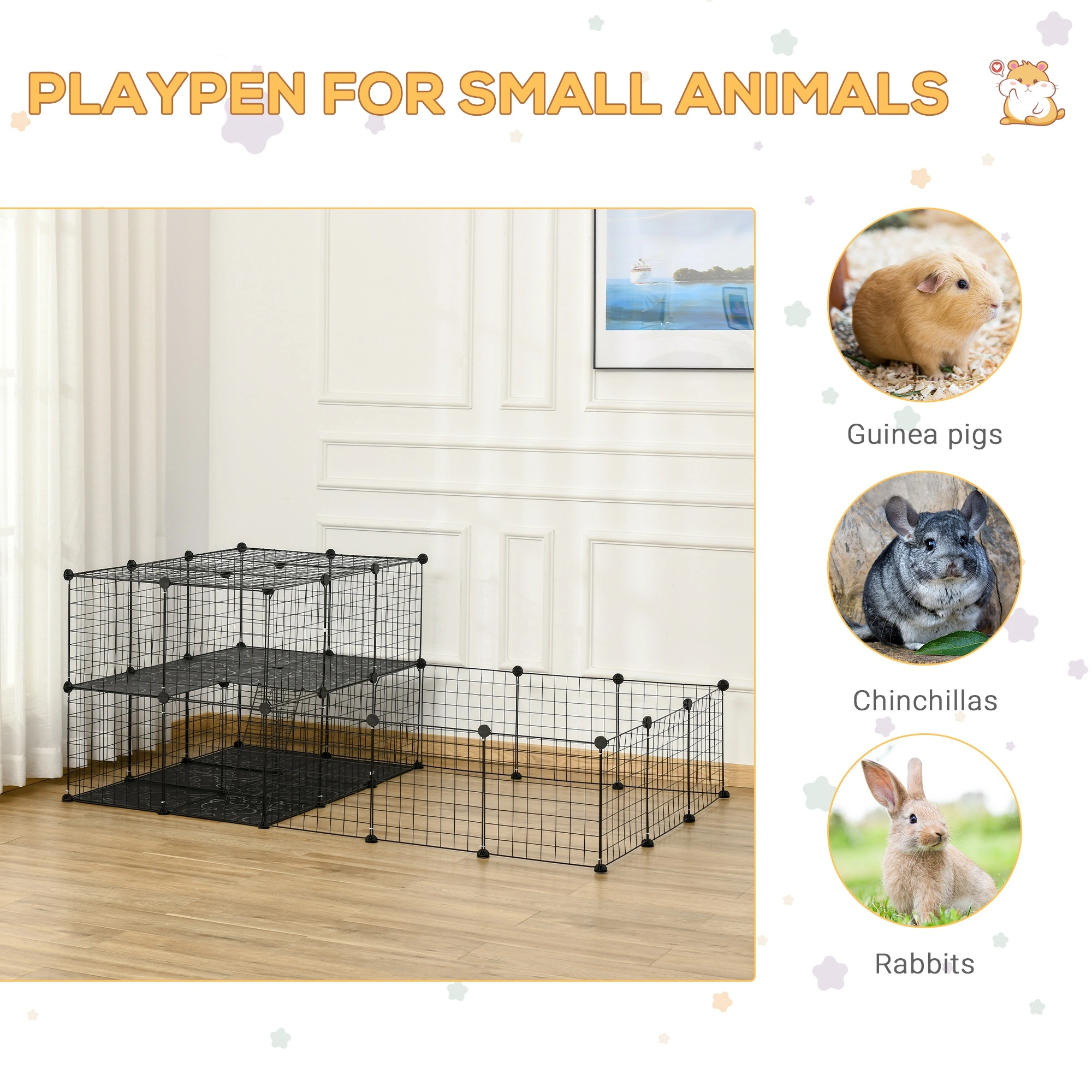 Pet Playpen DIY for Rabbit Chinchilla Hedgehog Guinea Pig view 3