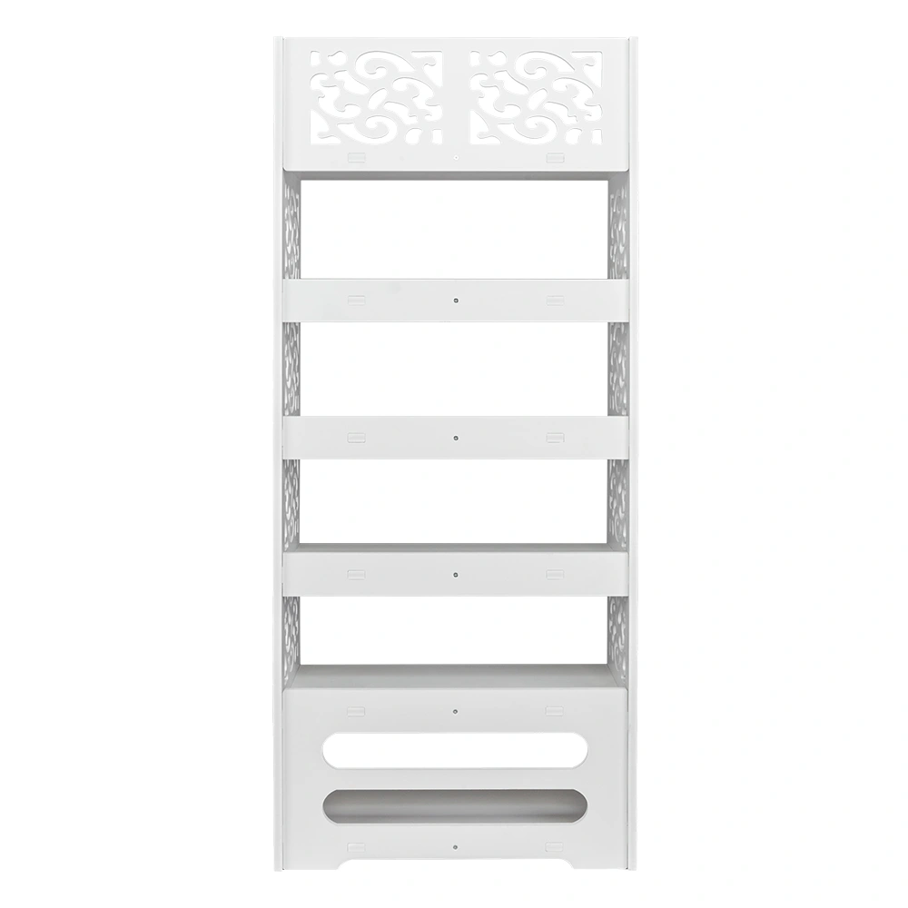 Wood-plastic Board Six Tiers Carved Shoe Rack White A view 13