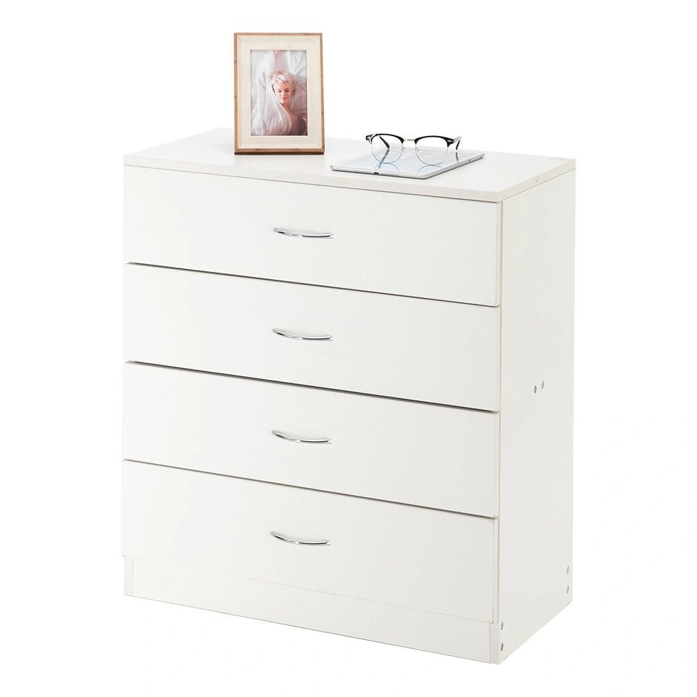Modern White 4-Drawer Dresser - Simple Clean Bedroom Storage Cabinet view 3