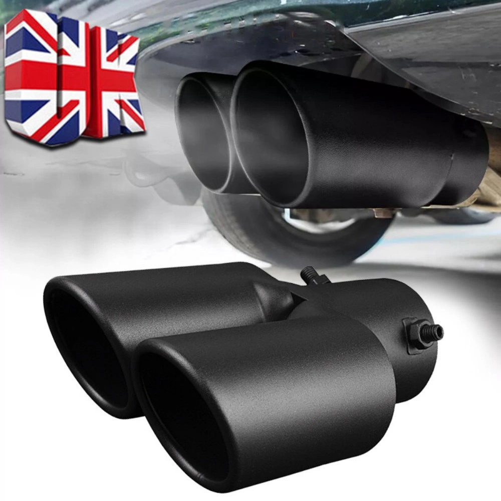 Dual Outlet Exhaust Tip Muffler, 1.4-2.5" Fit Silver Stainless Steel Pipe