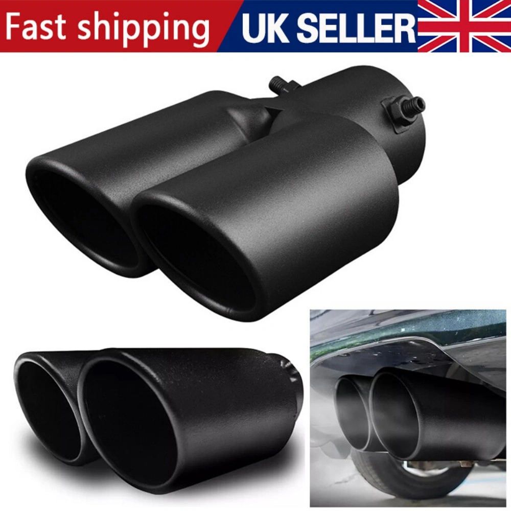 Dual Outlet Exhaust Tip Muffler, 1.4-2.5" Fit Silver Stainless Steel Pipe view 4