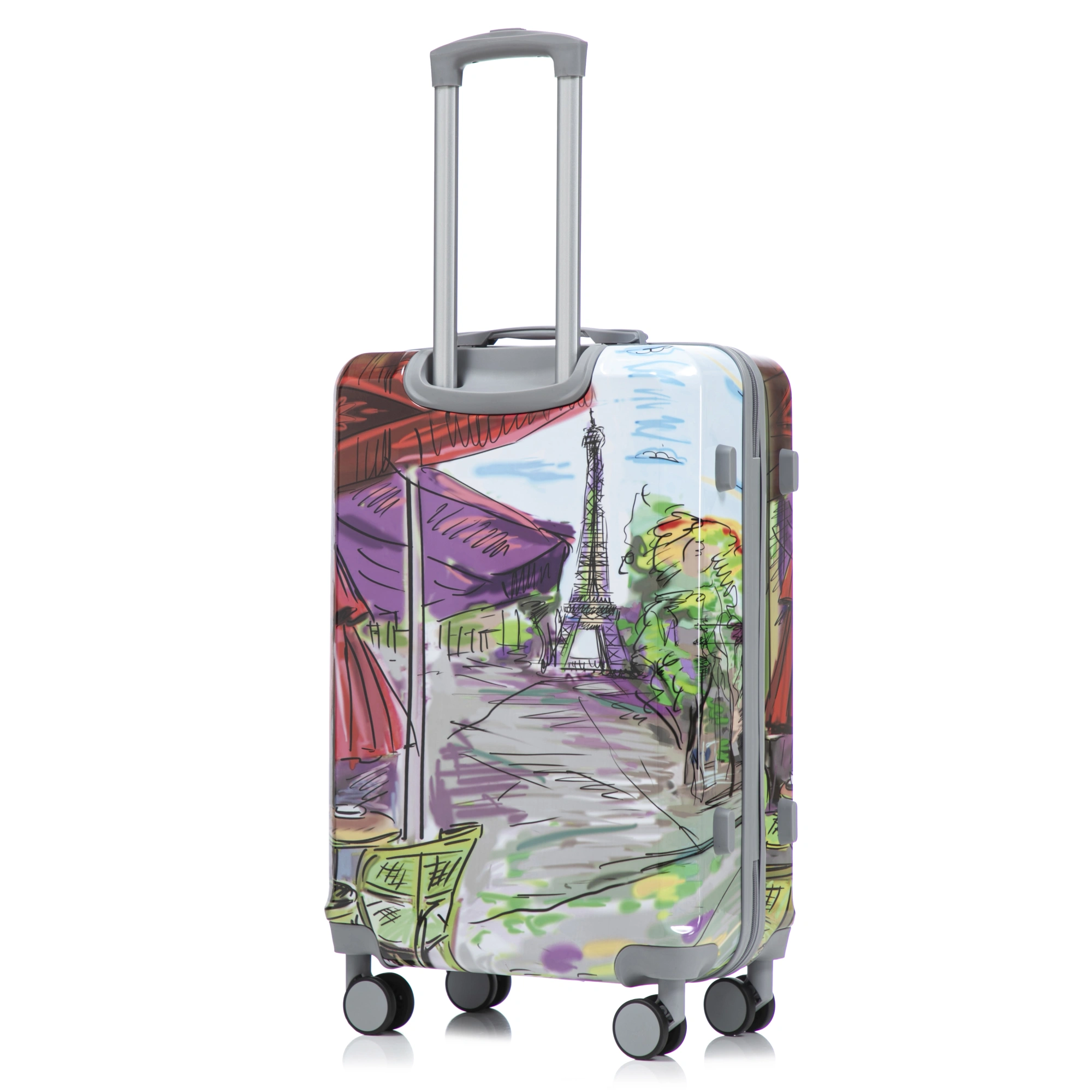 3 Piece PC Spinner Luggage Set 20/24/28 inch, Hardshell Suitcase with Wheels, Combination Lock, Carry On, Printed Pattern - Coffee view 24