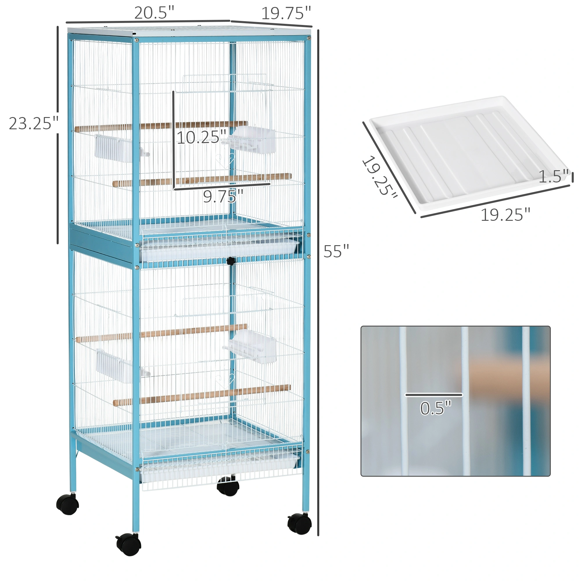 Elegant Bird Cage with Stand, Spacious Avian Home for Parakeets, Cockatiels & Small Birds, Indoor Outdoor Use view 2