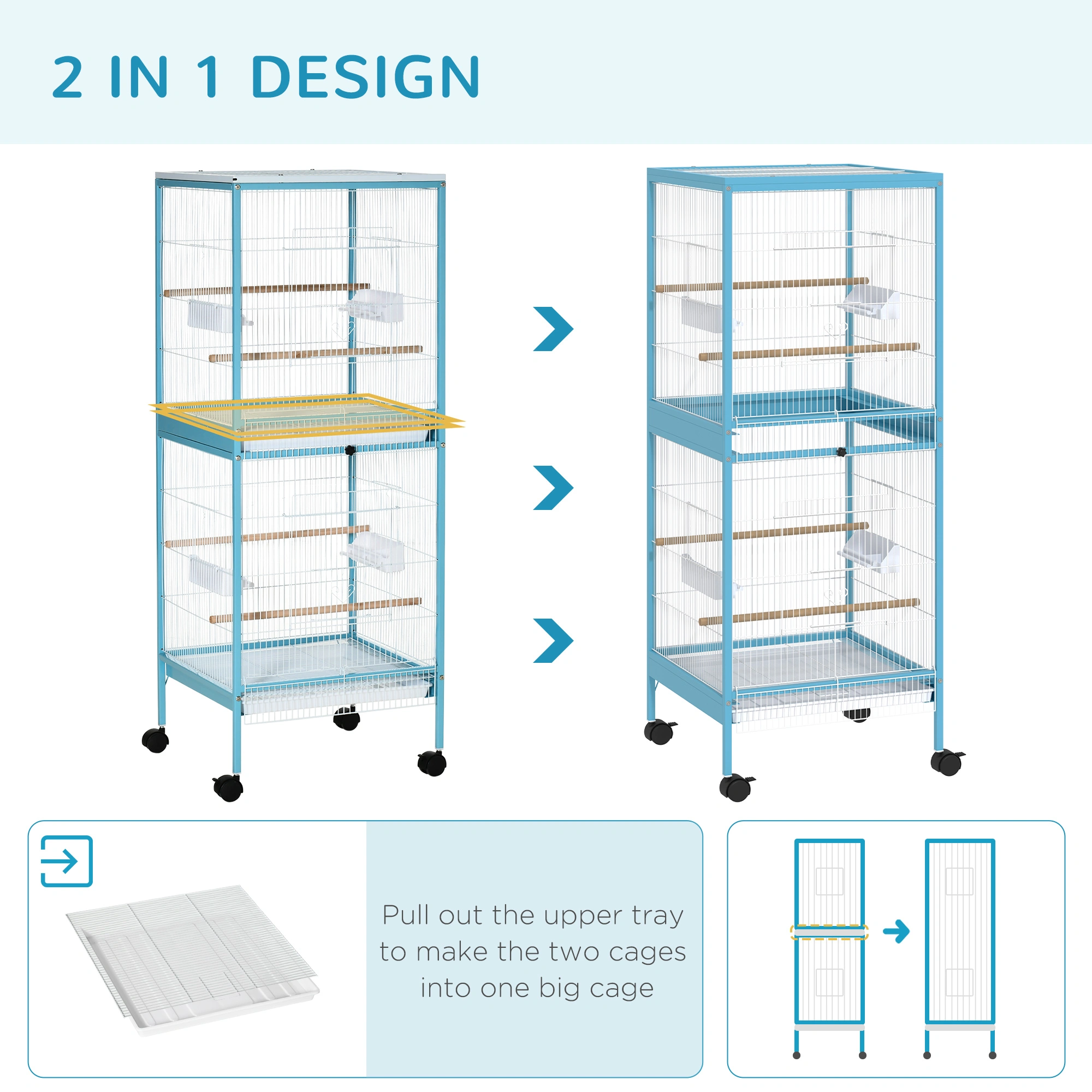 Elegant Bird Cage with Stand, Spacious Avian Home for Parakeets, Cockatiels & Small Birds, Indoor Outdoor Use view 3