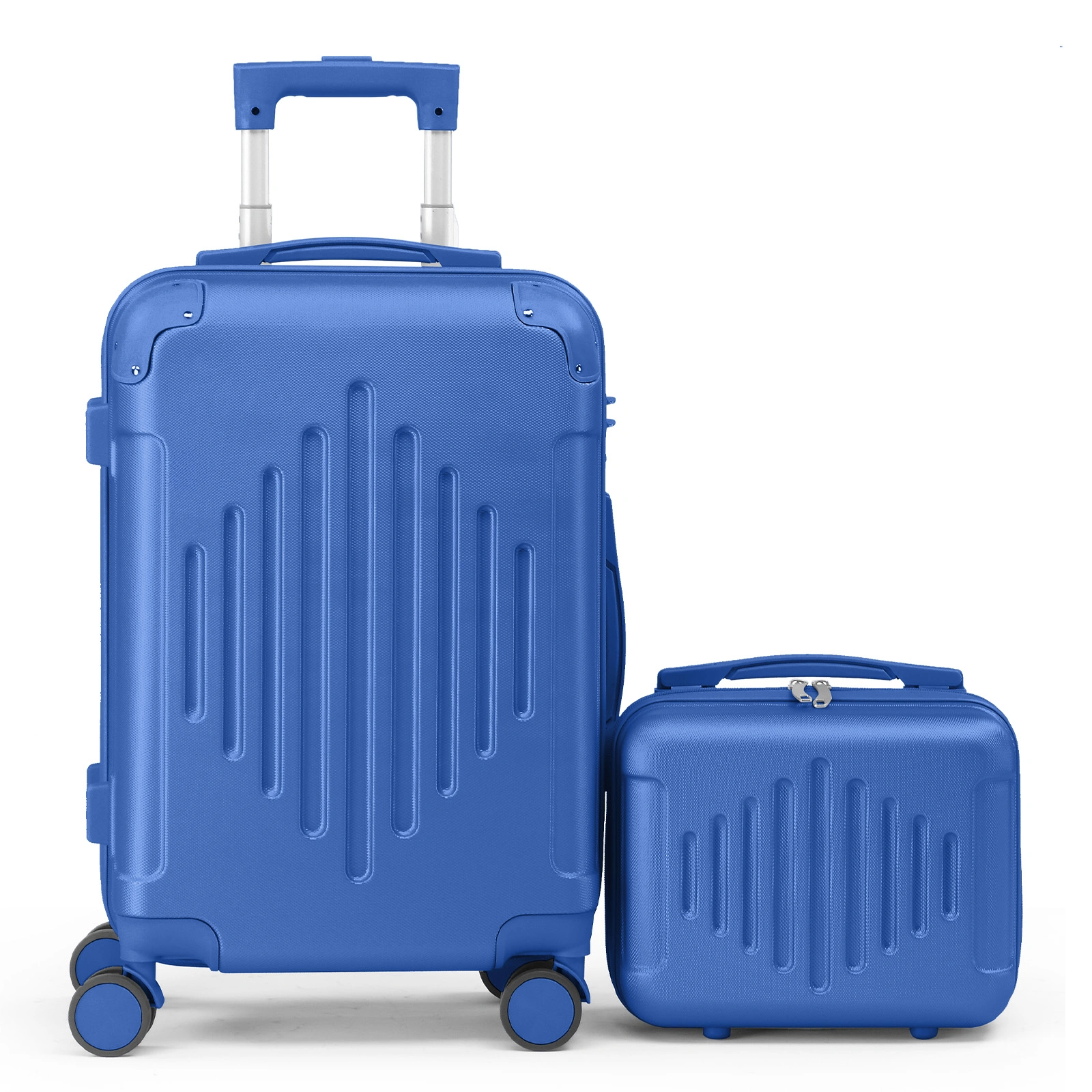 5-Piece ABS Hardshell Luggage Set - Deep Blue, Diamond Tread Pattern, Reinforced Corner Guards