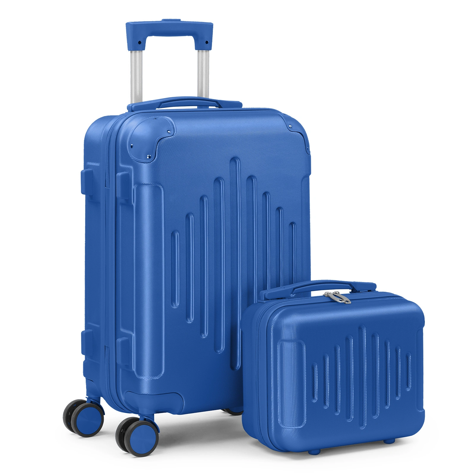 5-Piece ABS Hardshell Luggage Set - Deep Blue, Diamond Tread Pattern, Reinforced Corner Guards view 10