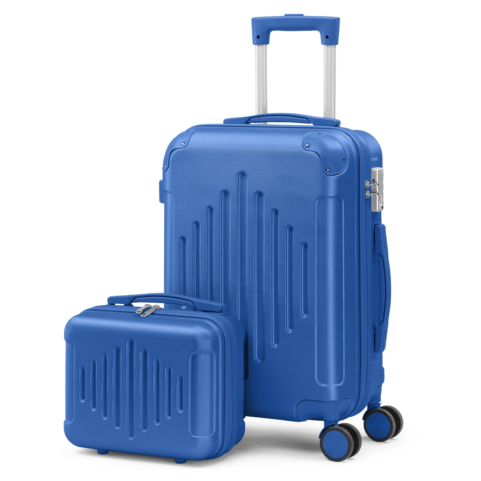 5-Piece ABS Hardshell Luggage Set - Deep Blue, Diamond Tread Pattern, Reinforced Corner Guards view 6