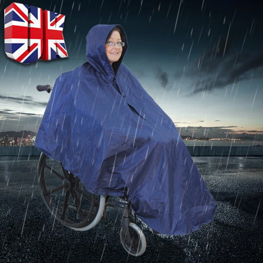 Wheelchair Waterproof Poncho Rain Cover with Hood, Disability Aid Rain Mac Coat for Outdoor Use view 10