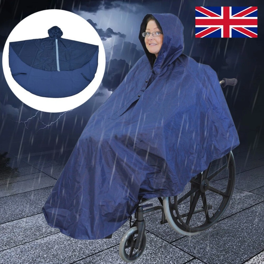 Wheelchair Waterproof Poncho Rain Cover with Hood, Disability Aid Rain Mac Coat for Outdoor Use view 2