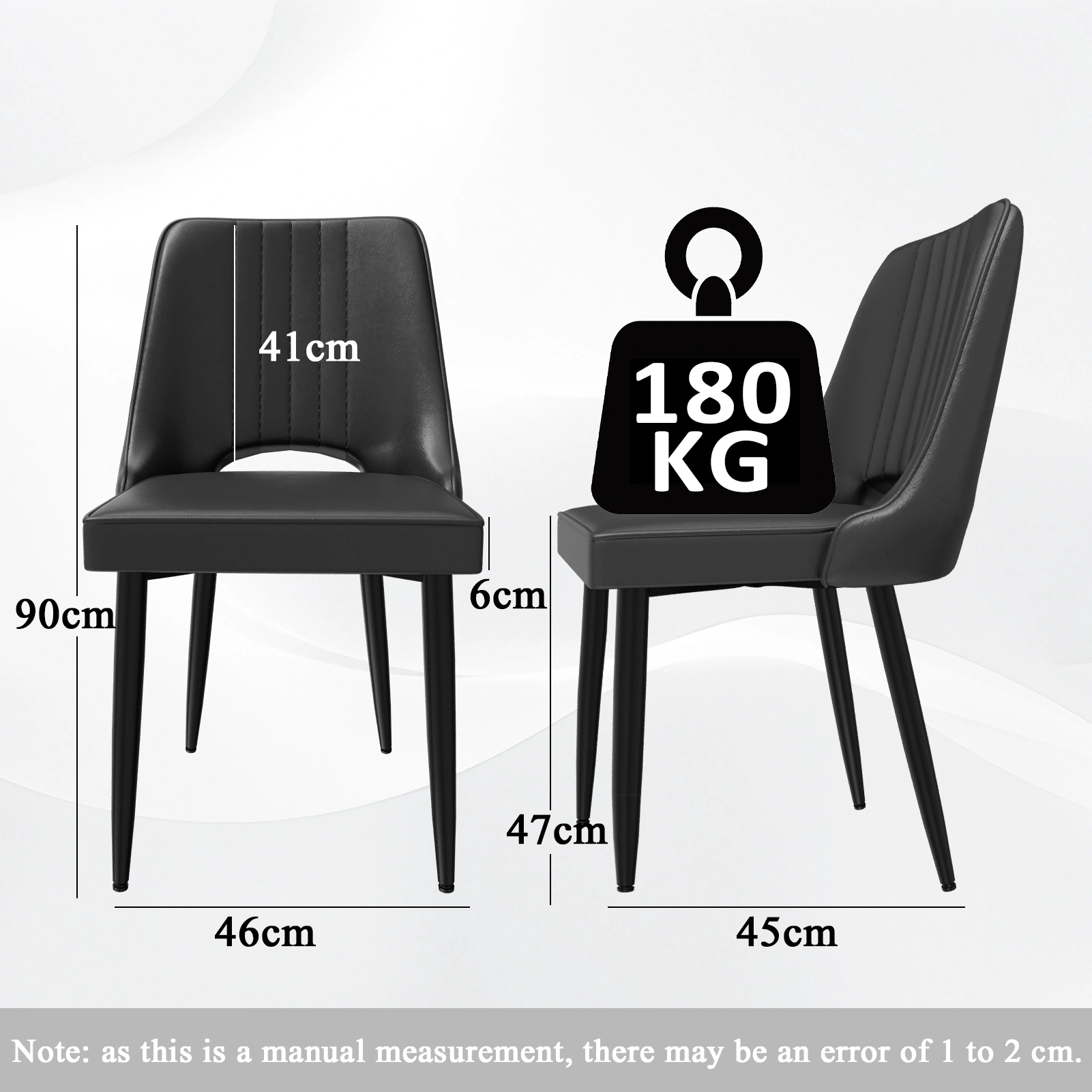 Modern Faux Leather Dining Chairs with Cut-Out High Back, Scandinavian Style Kitchen Chair view 2