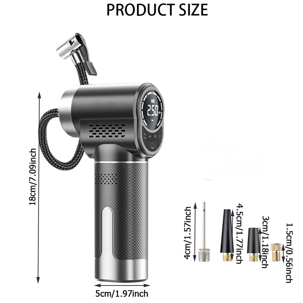 150PSI Handheld Wireless Air Compressor Portable Tire Inflator Pump with Digital Display & LED Light for Cars/Motorcycles/Bicycles/Balls view 2