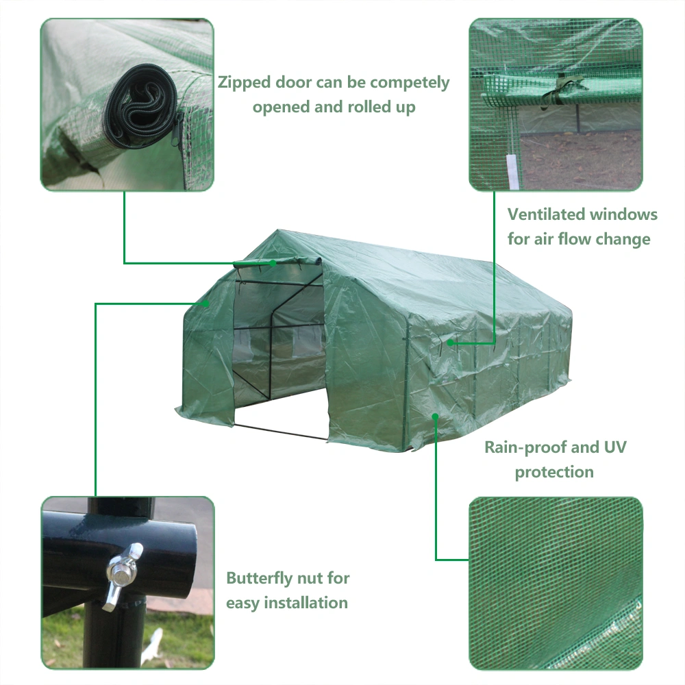 Heavy Duty Greenhouse 20'x10'x7' with Spike Base, Plant Gardening Tent (Model B) view 2