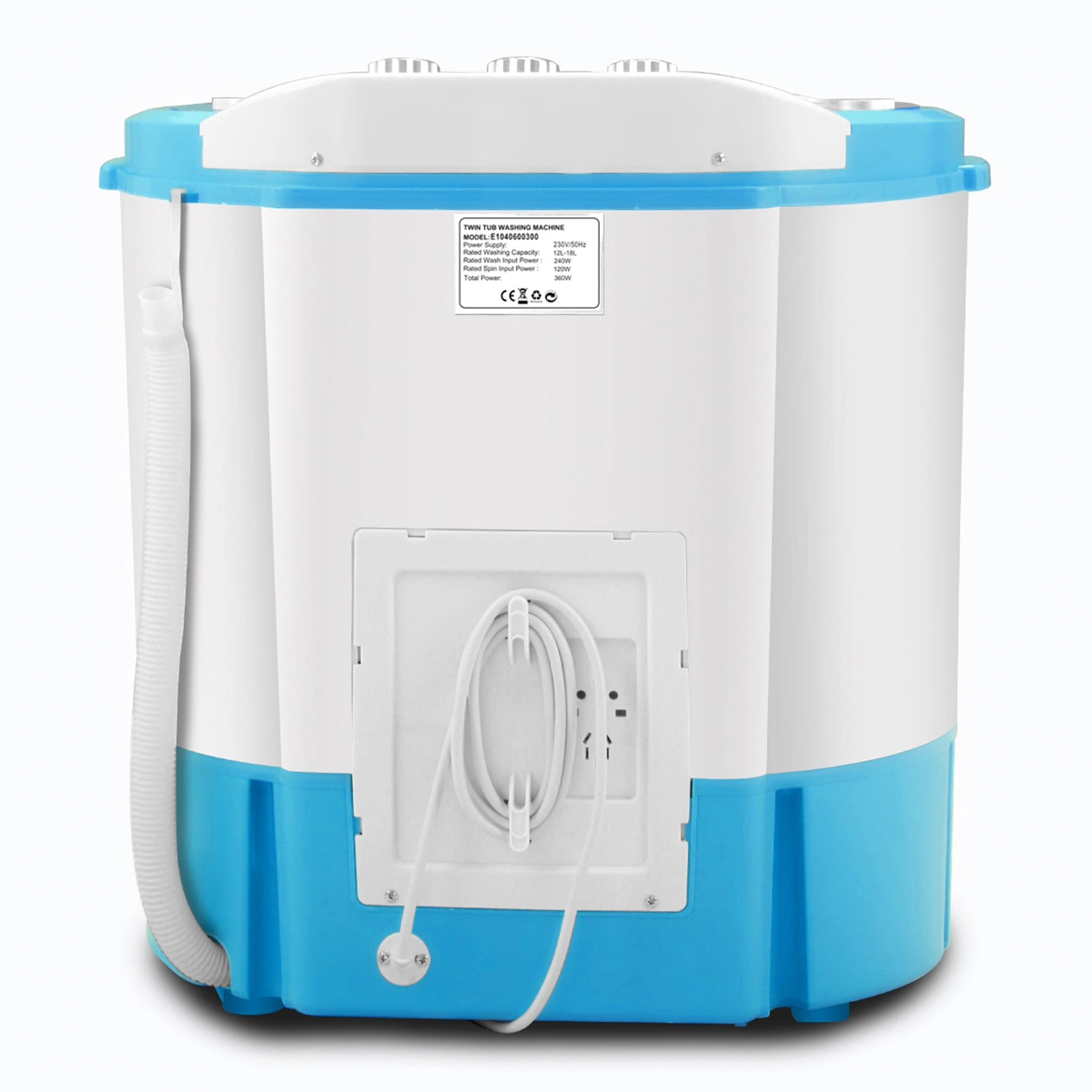 5KG Portable Twin Tub Washing Machine - Compact Dorm Laundry Washer with Spin Dryer for Small Spaces view 2