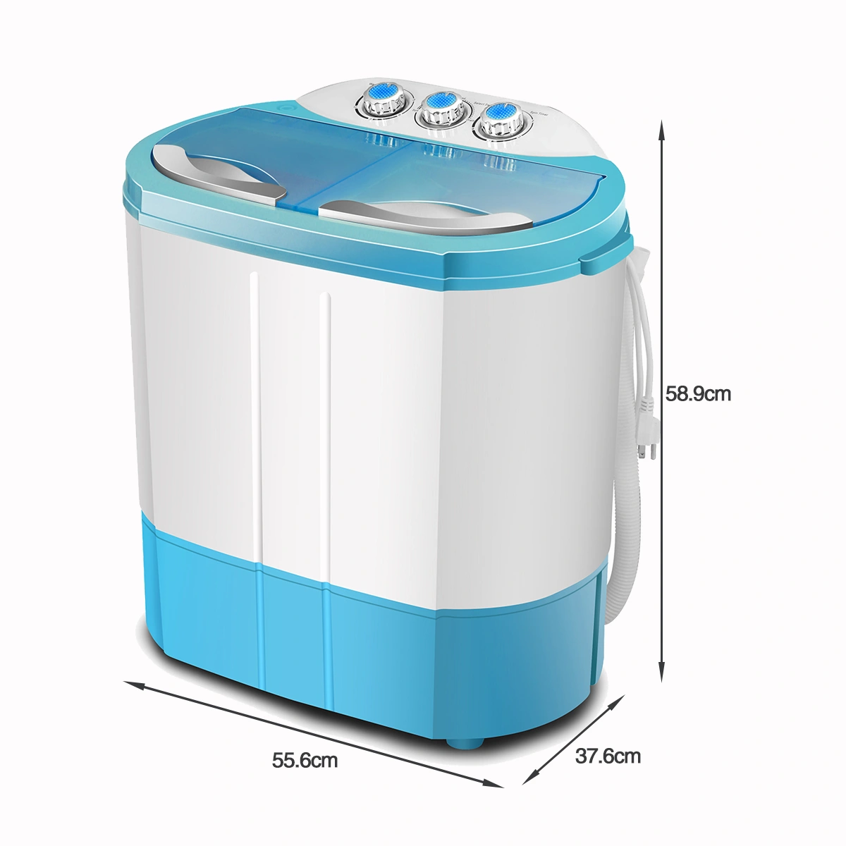 5KG Portable Twin Tub Washing Machine - Compact Dorm Laundry Washer with Spin Dryer for Small Spaces view 3