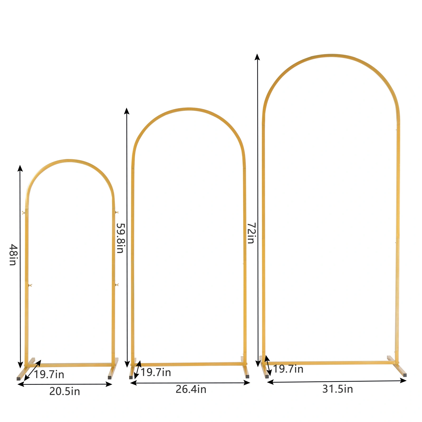 (5.9ft+4.9ft+3.9ft) Three-Piece Set Wedding Arc Top Iron Art Wedding Iron Arch Gold view 10