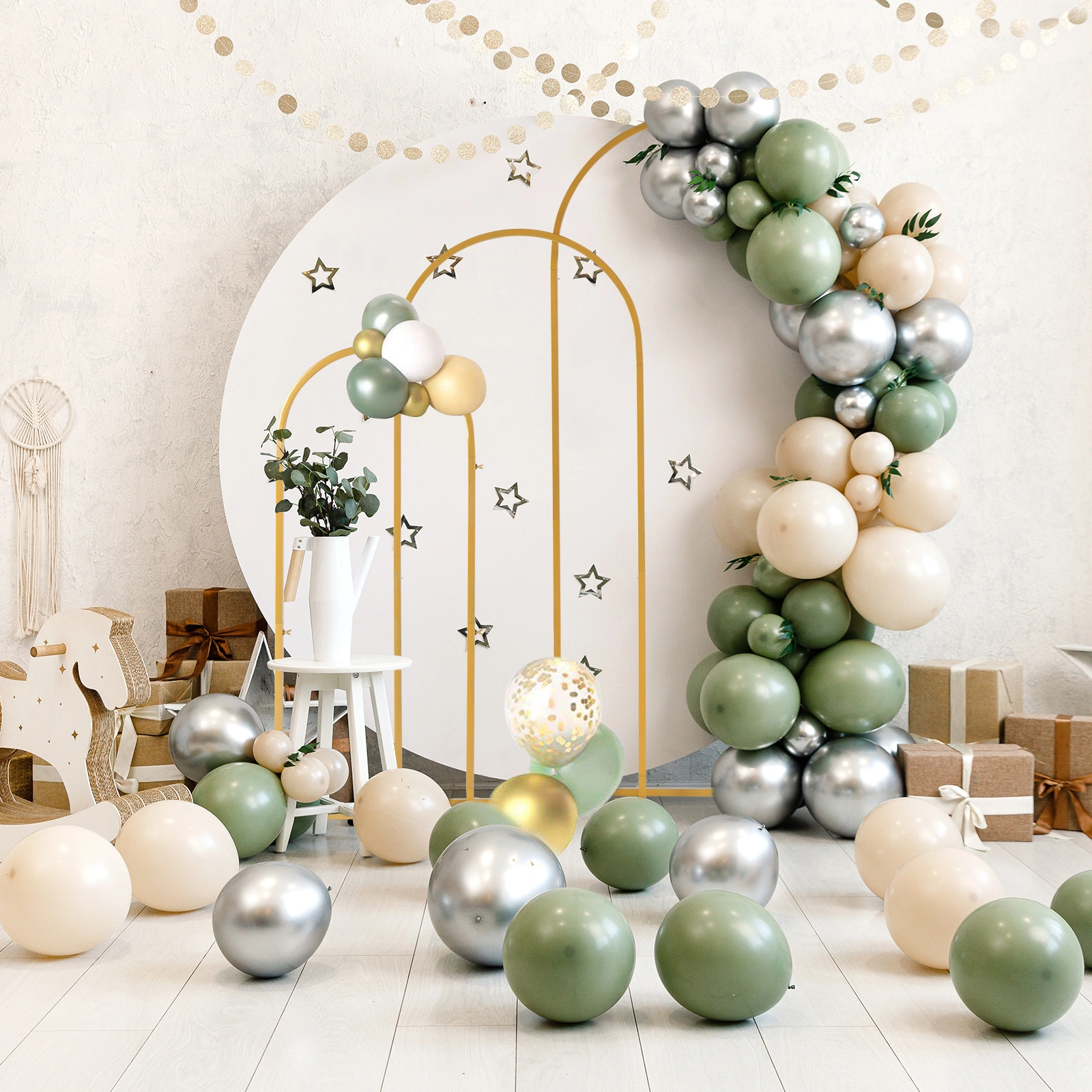 (5.9ft+4.9ft+3.9ft) Three-Piece Set Wedding Arc Top Iron Art Wedding Iron Arch Gold view 13