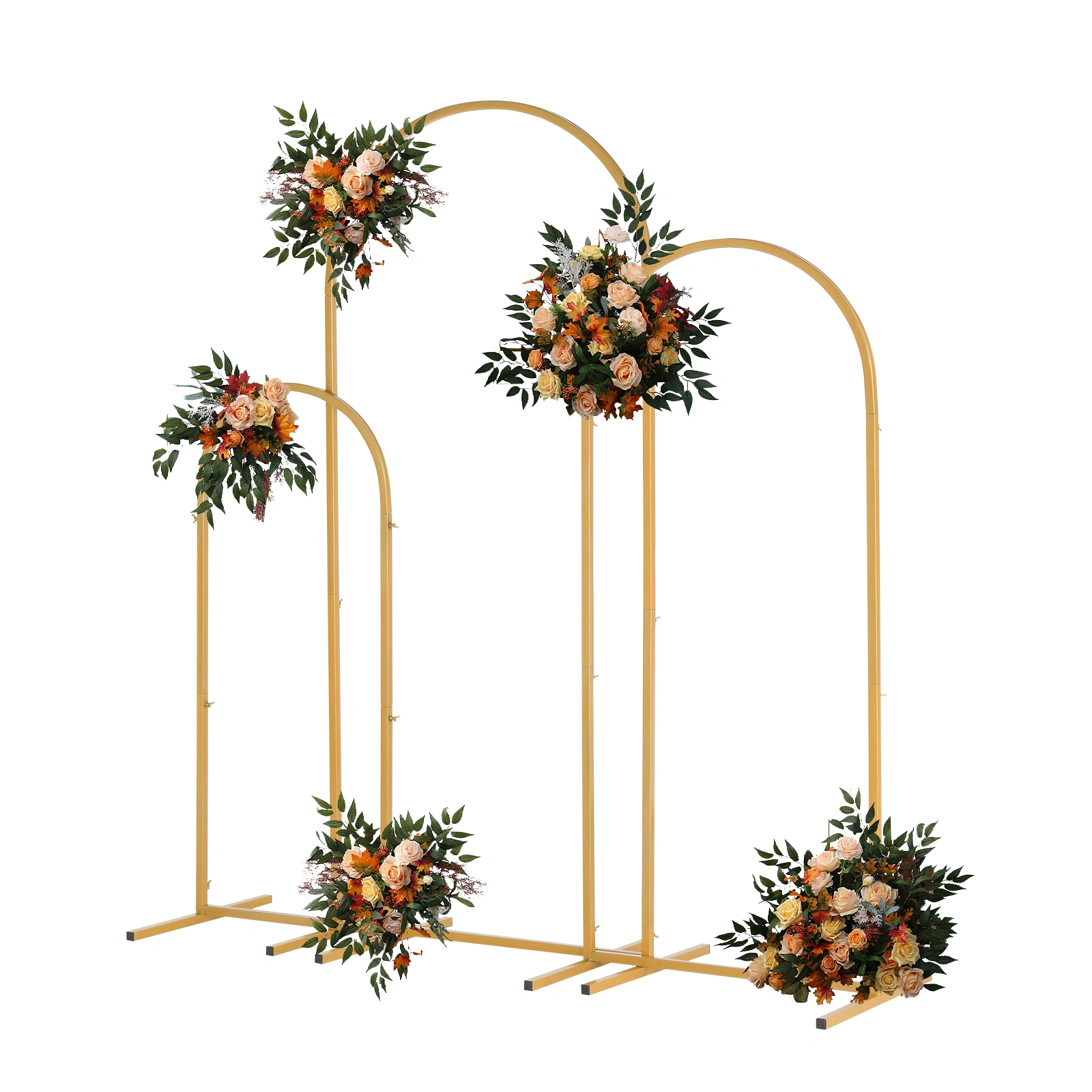 (5.9ft+4.9ft+3.9ft) Three-Piece Set Wedding Arc Top Iron Art Wedding Iron Arch Gold view 9