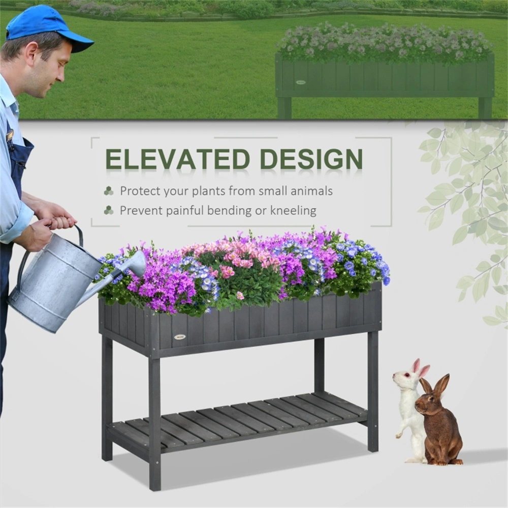 Raised Garden Bed Kit, 4-Piece Elevated Planter Box with Drainage, Weather-Resistant Wood Outdoor Vegetable Flower Growing Bed view 5